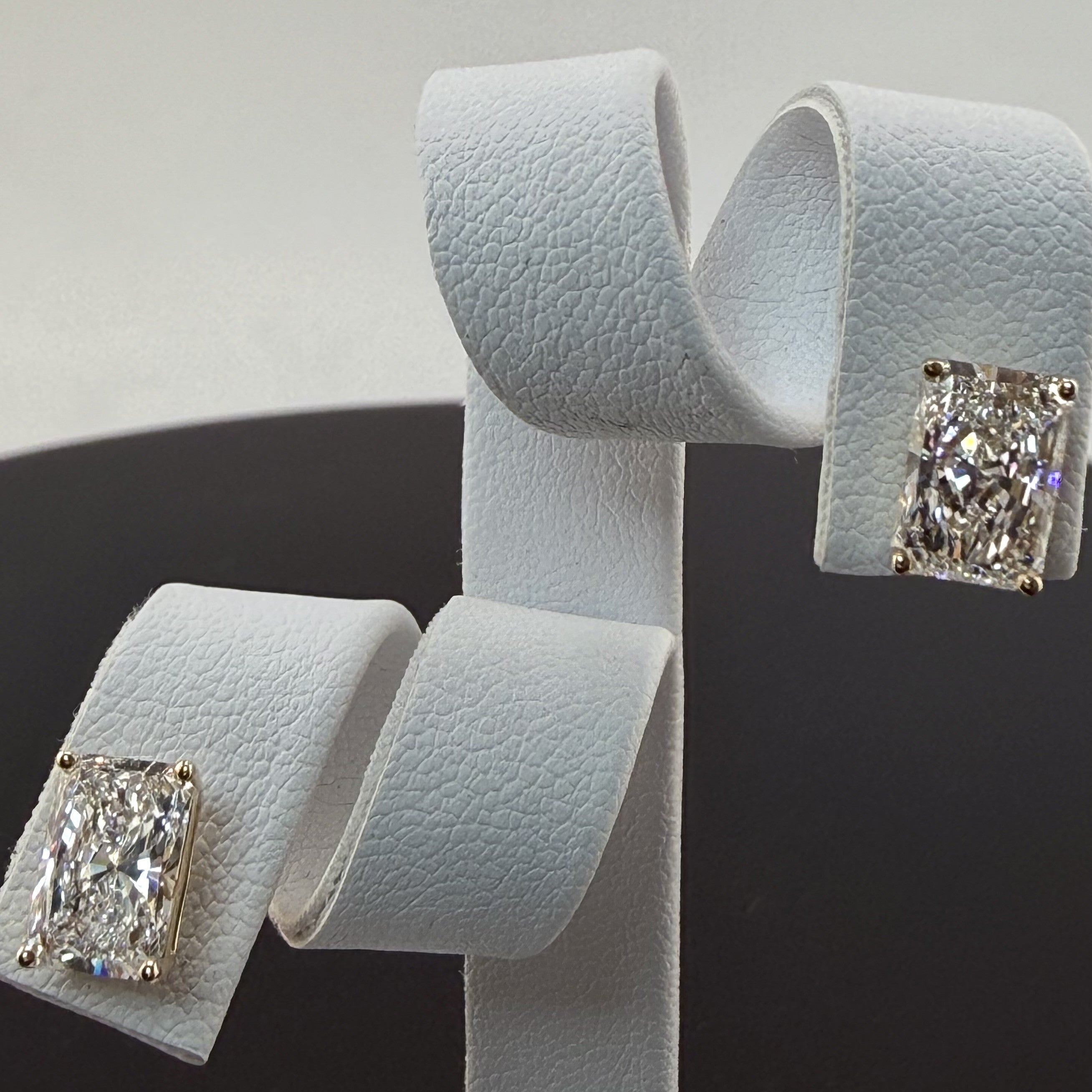 Radiant Cut Lab Grown Diamond Stud Earrings | 3.16cttw IGI Certified | 14K Yellow Gold