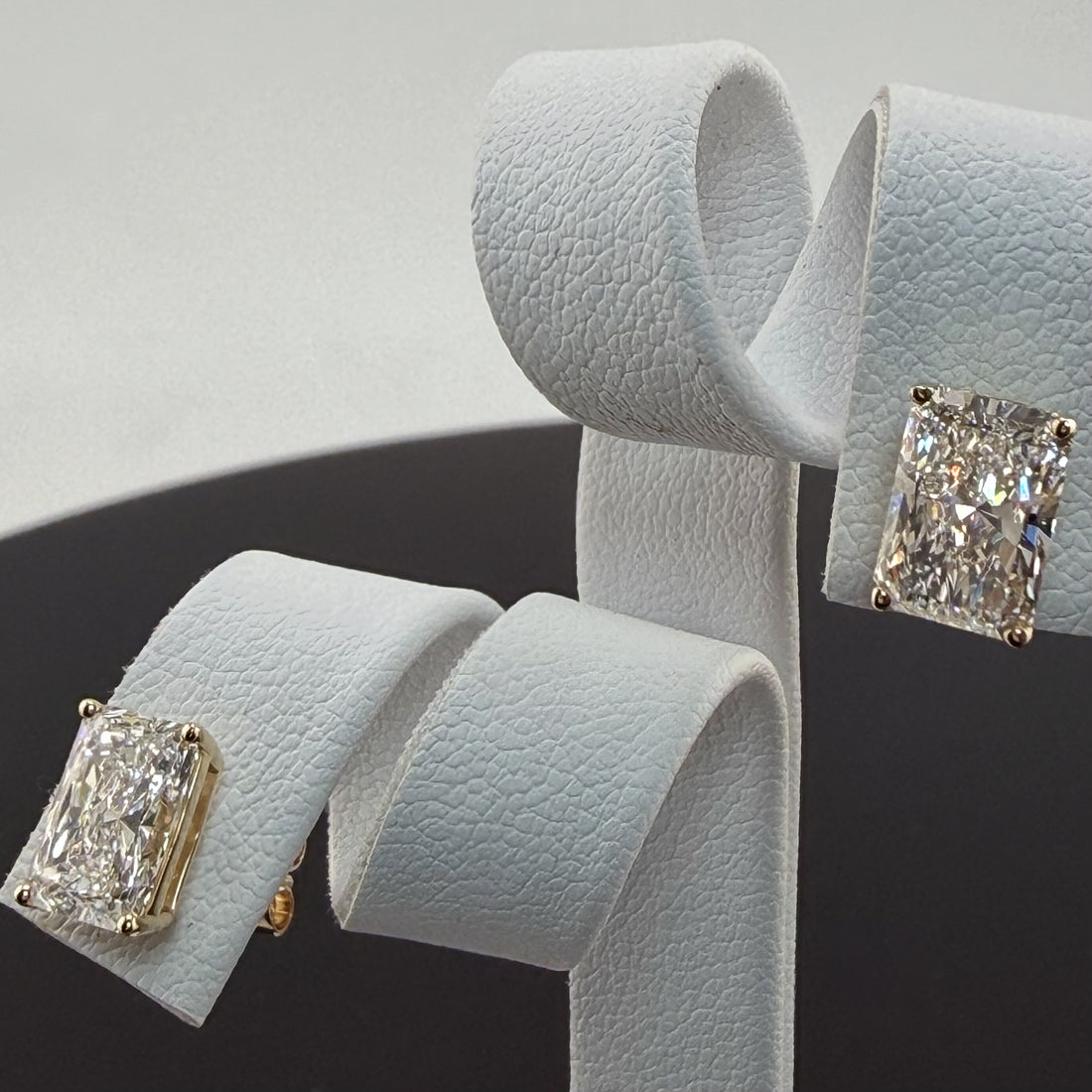 Radiant Cut Lab Grown Diamond Stud Earrings | 3.16cttw IGI Certified | 14K Yellow Gold