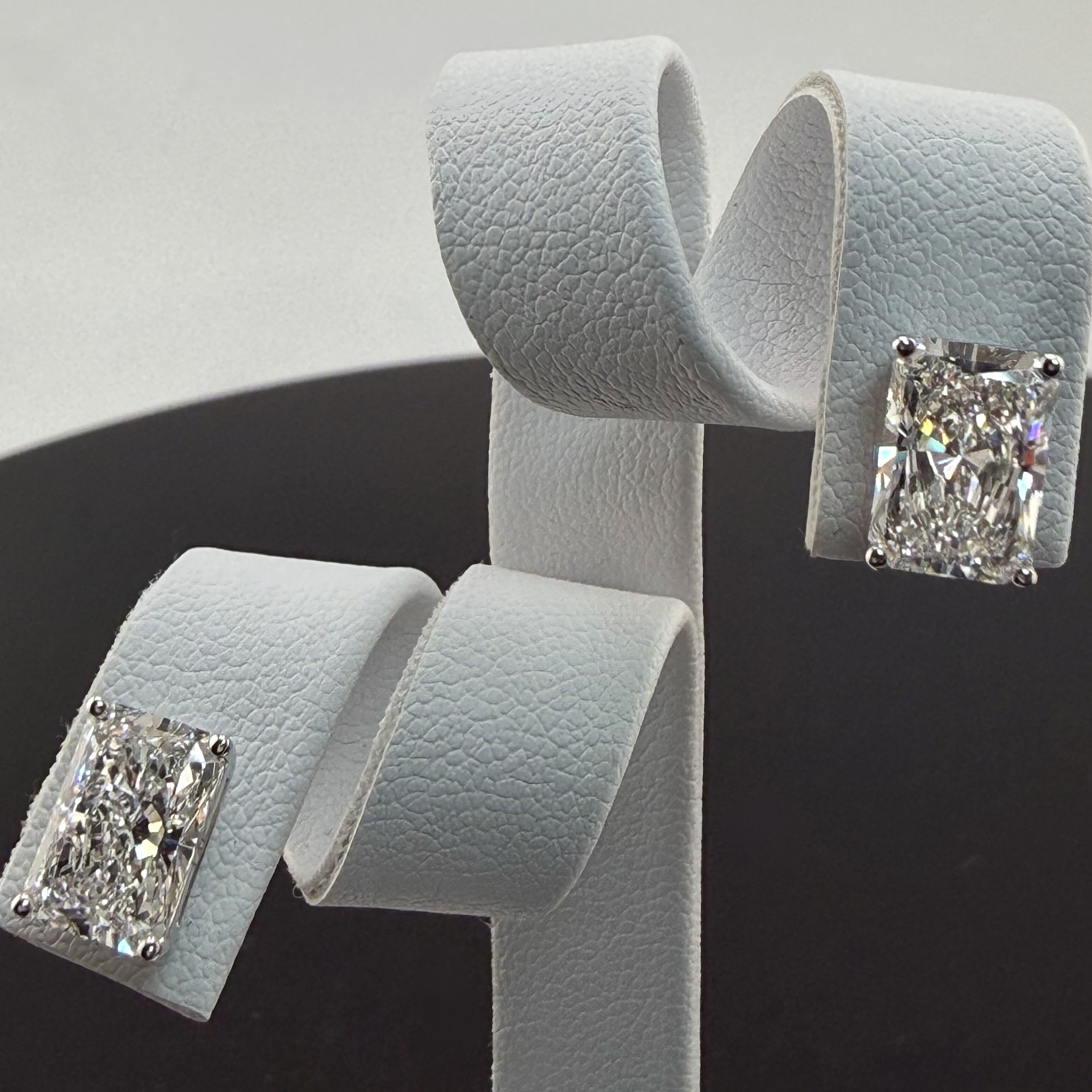 Radiant Cut Lab Grown Diamond Stud Earrings | 4cttw IGI Certified | 14K White Gold