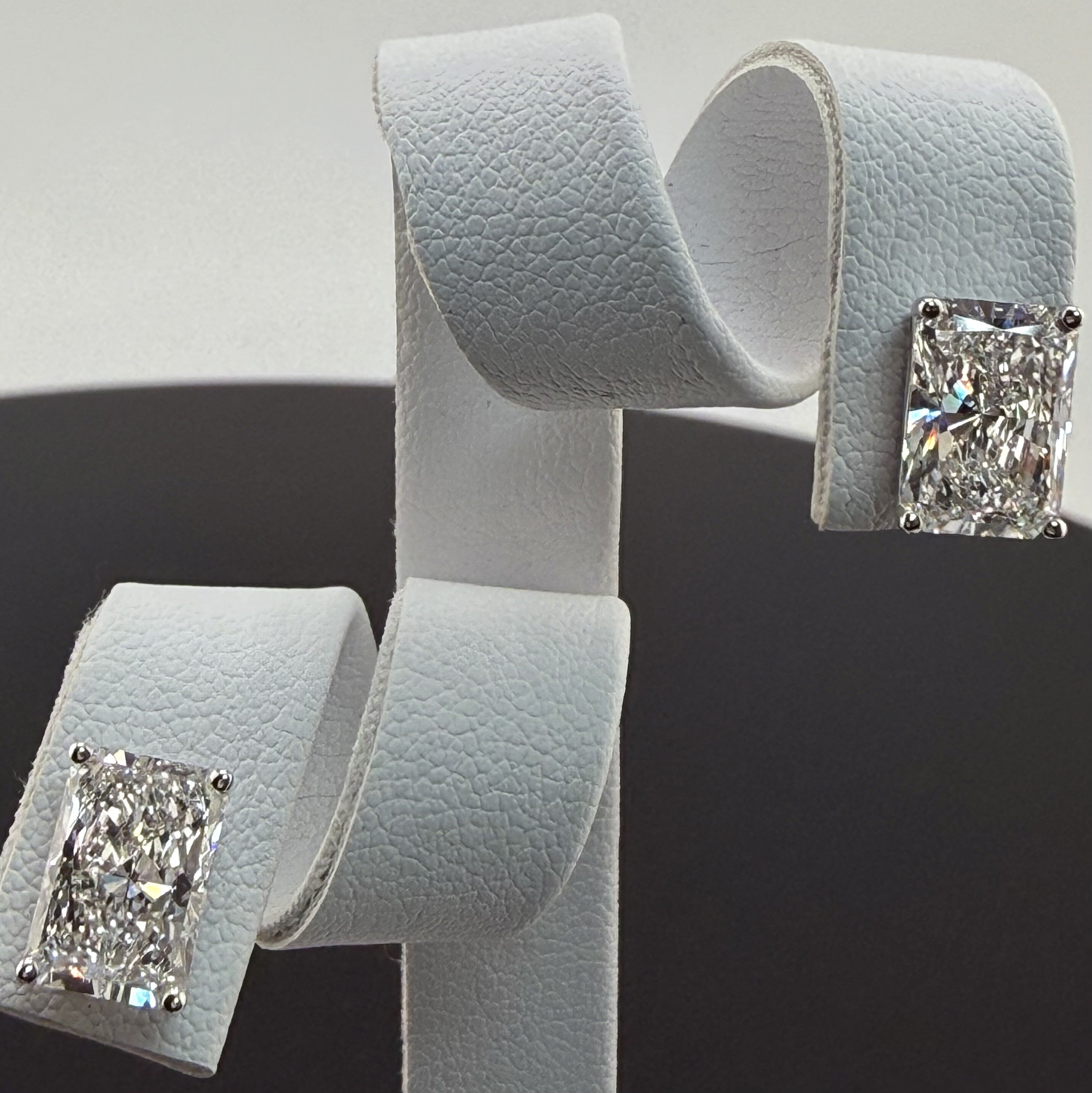 Radiant Cut Lab Grown Diamond Stud Earrings | 4cttw IGI Certified | 14K White Gold