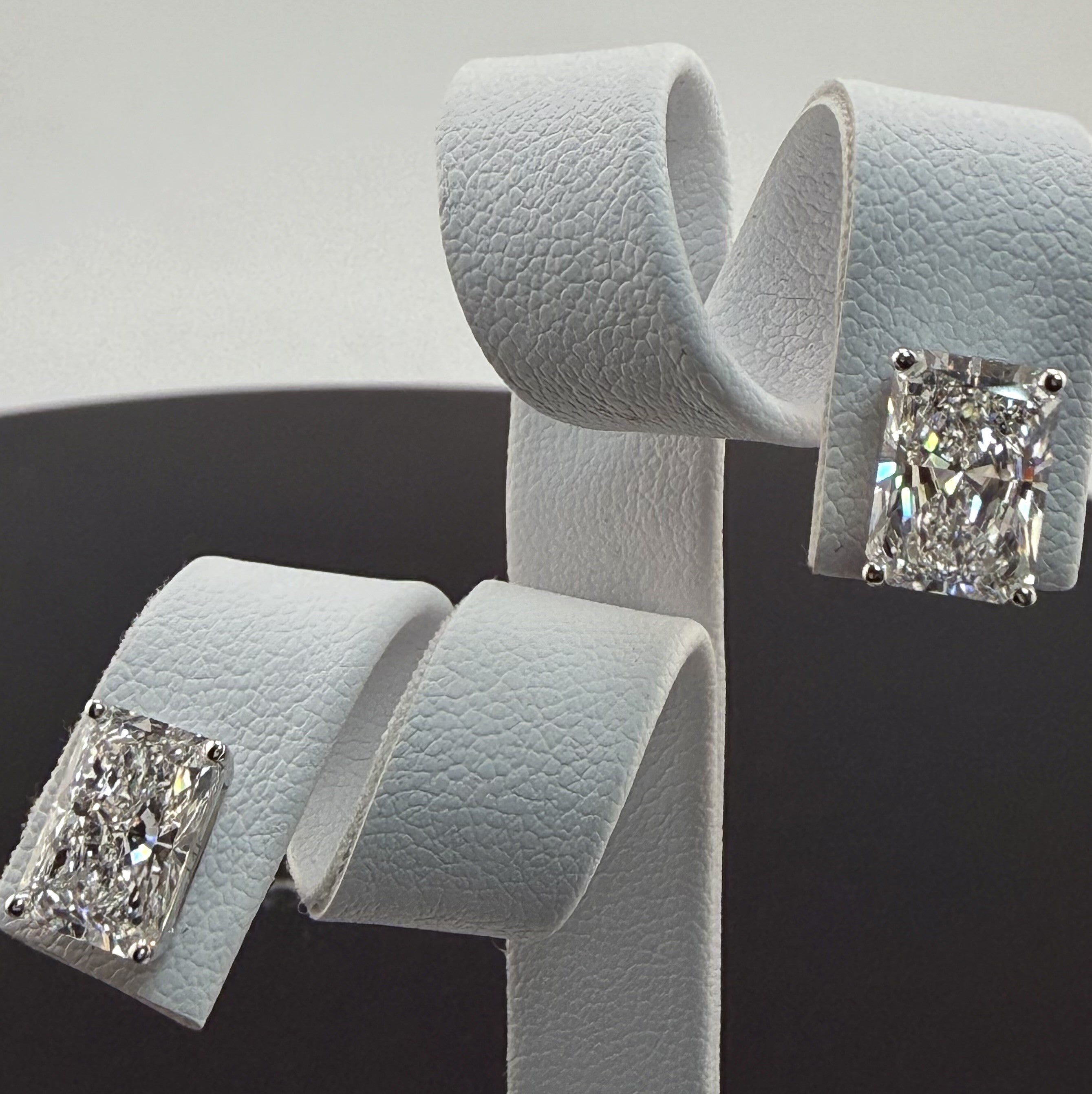 Radiant Cut Lab Grown Diamond Stud Earrings | 4cttw IGI Certified | 14K White Gold