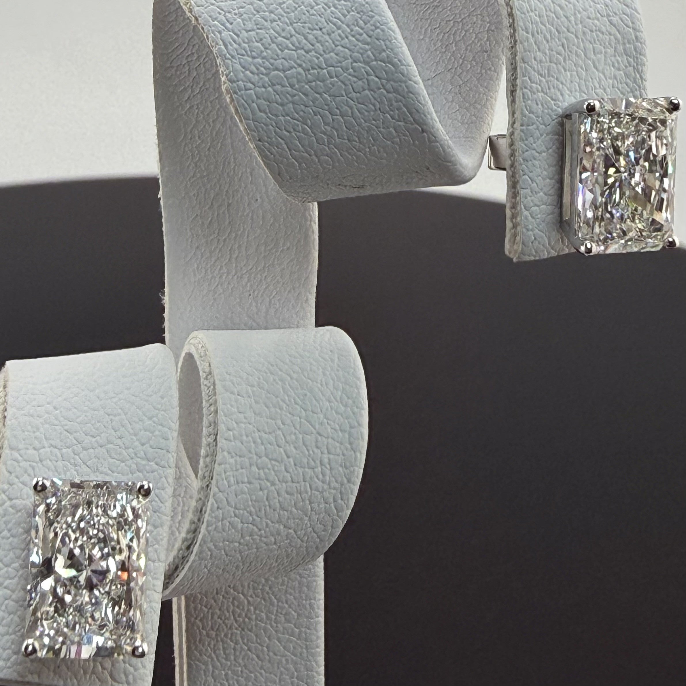 Radiant Cut Lab Grown Diamond Stud Earrings | 4cttw IGI Certified | 14K White Gold