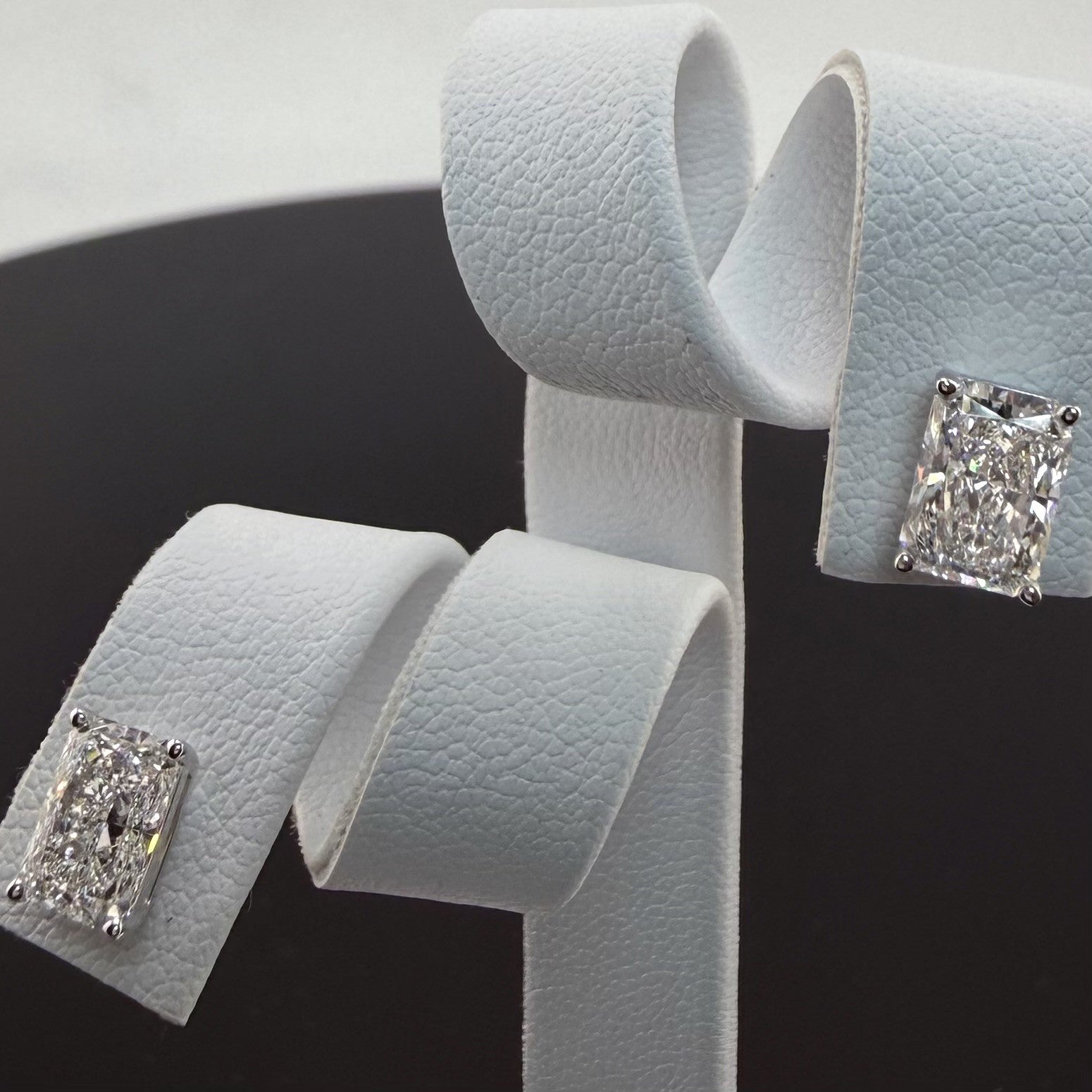 Radiant Cut Lab Grown Diamond Stud Earrings | 2.08cttw IGI Certified | 14K White Gold