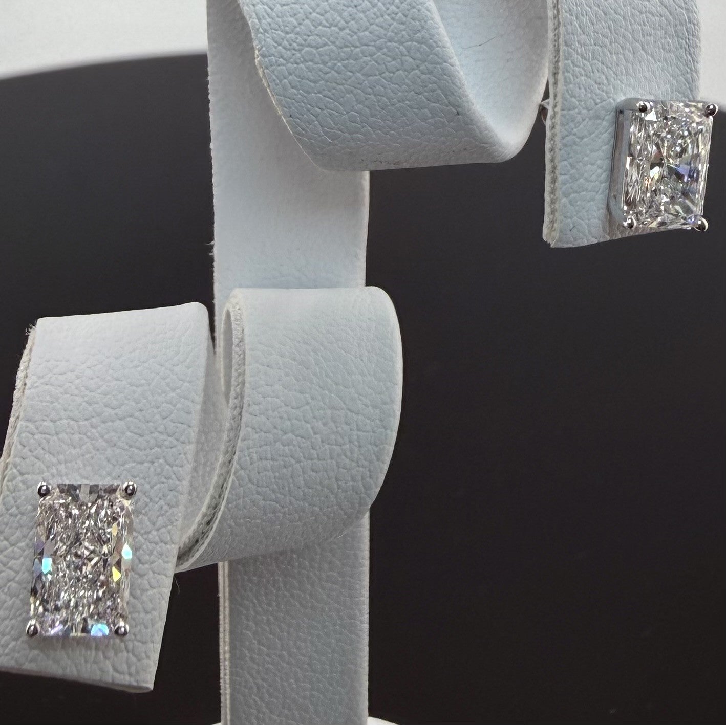 Radiant Cut Lab Grown Diamond Stud Earrings | 2.08cttw IGI Certified | 14K White Gold