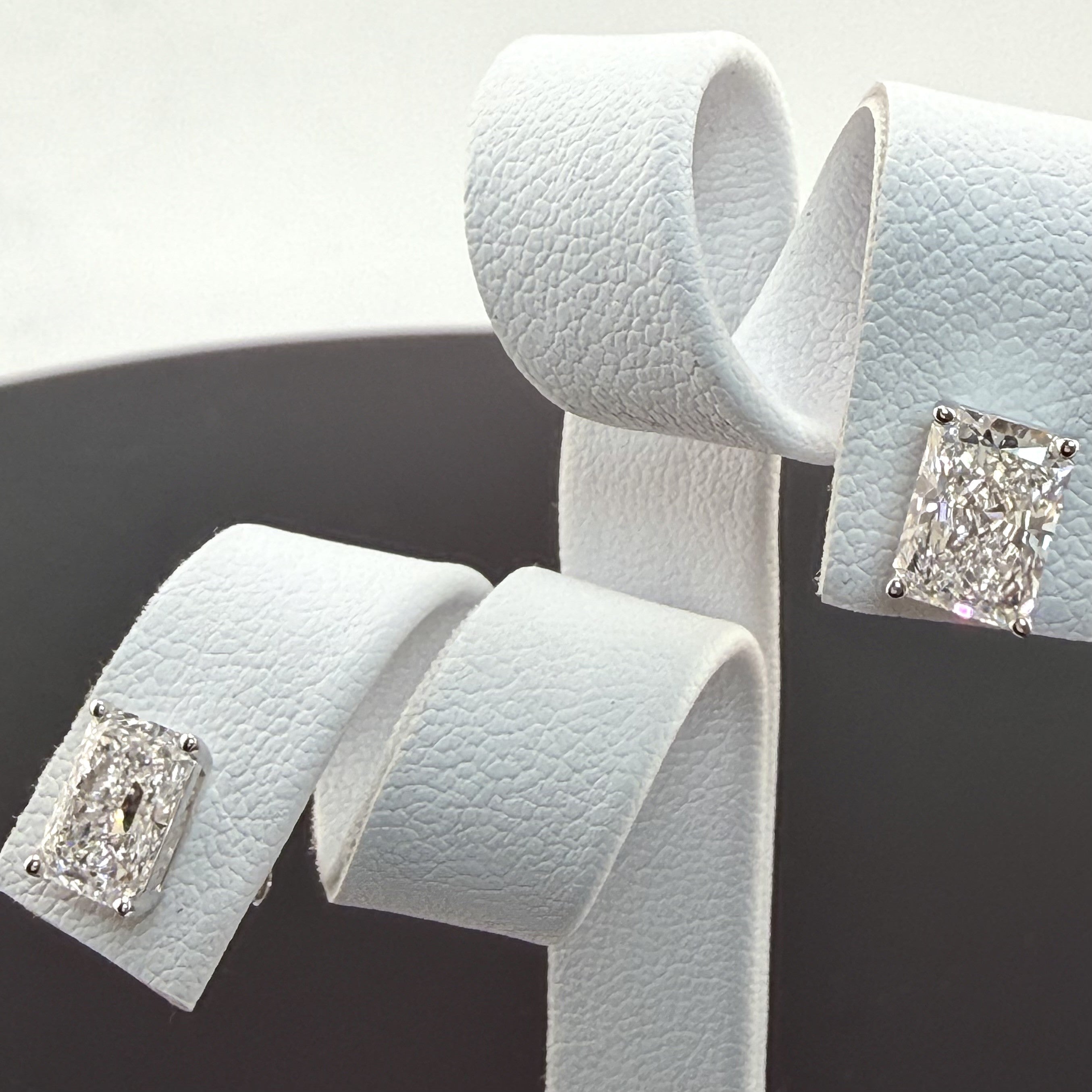 Radiant Cut Lab Grown Diamond Stud Earrings | 2.08cttw IGI Certified | 14K White Gold