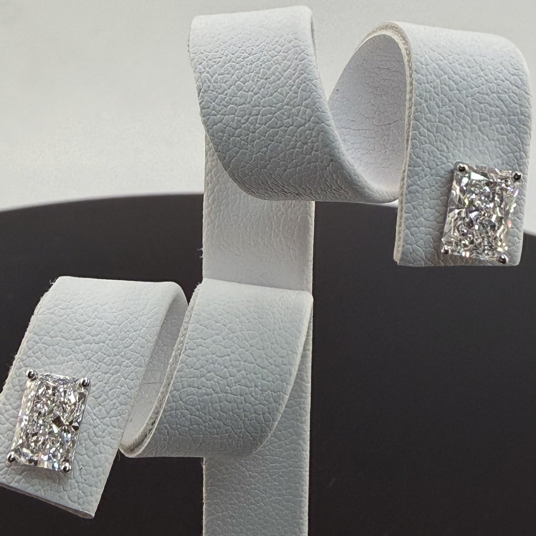 Radiant Cut Lab Grown Diamond Stud Earrings | 2.08cttw IGI Certified | 14K White Gold