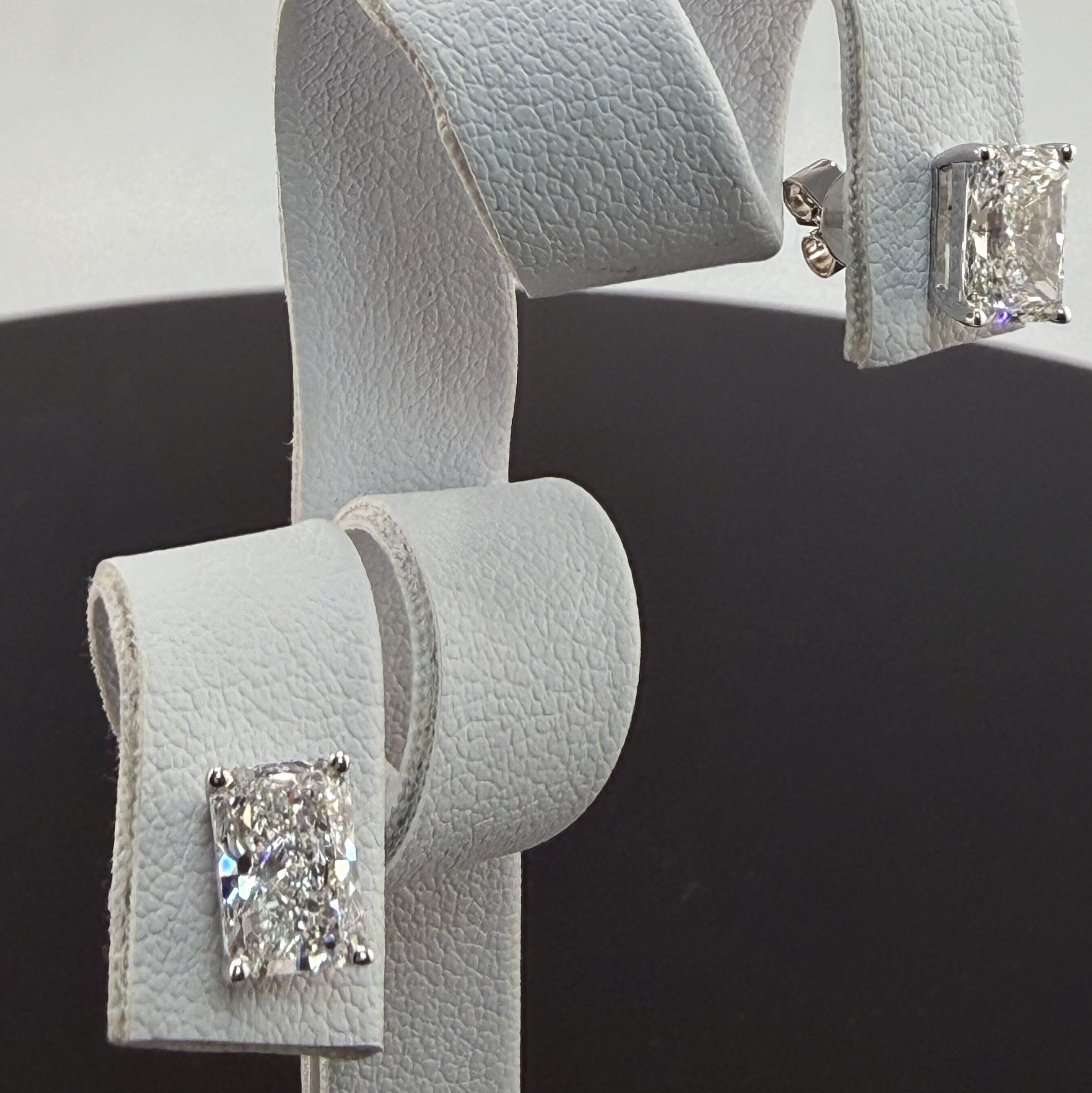 Radiant Cut Lab Grown Diamond Stud Earrings | 4cttw IGI Certified | 14K White Gold