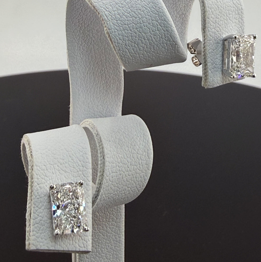 Radiant Cut Lab Grown Diamond Stud Earrings | 4cttw IGI Certified | 14K White Gold