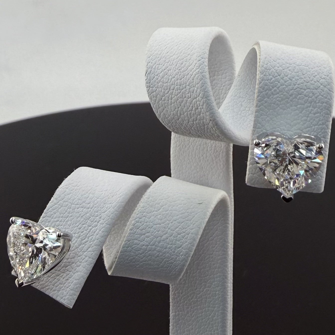 Heart Cut Lab Grown Diamond Stud Earrings | 4.04cttw IGI Certified | 14K White Gold