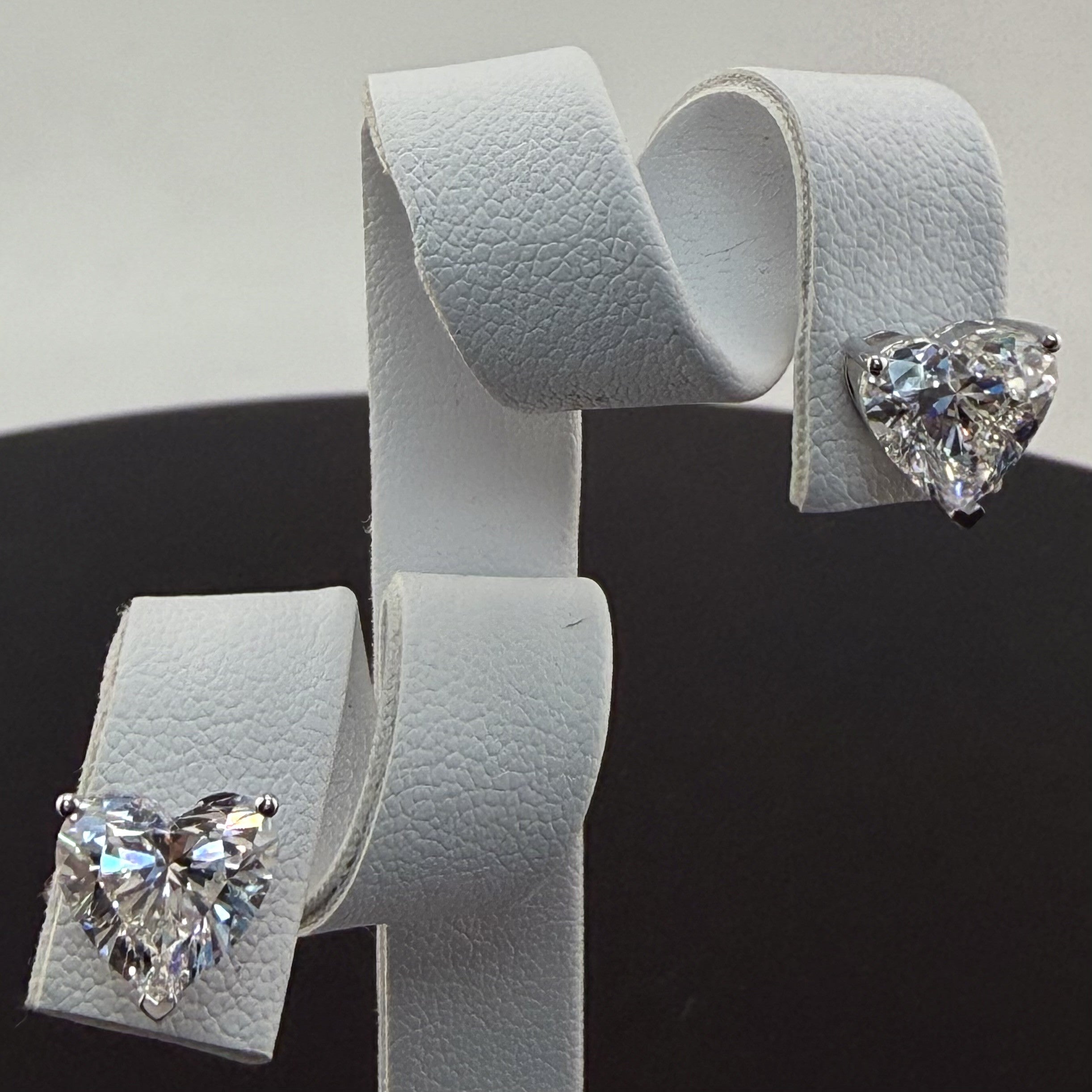 Heart Cut Lab Grown Diamond Stud Earrings | 4.04cttw IGI Certified | 14K White Gold