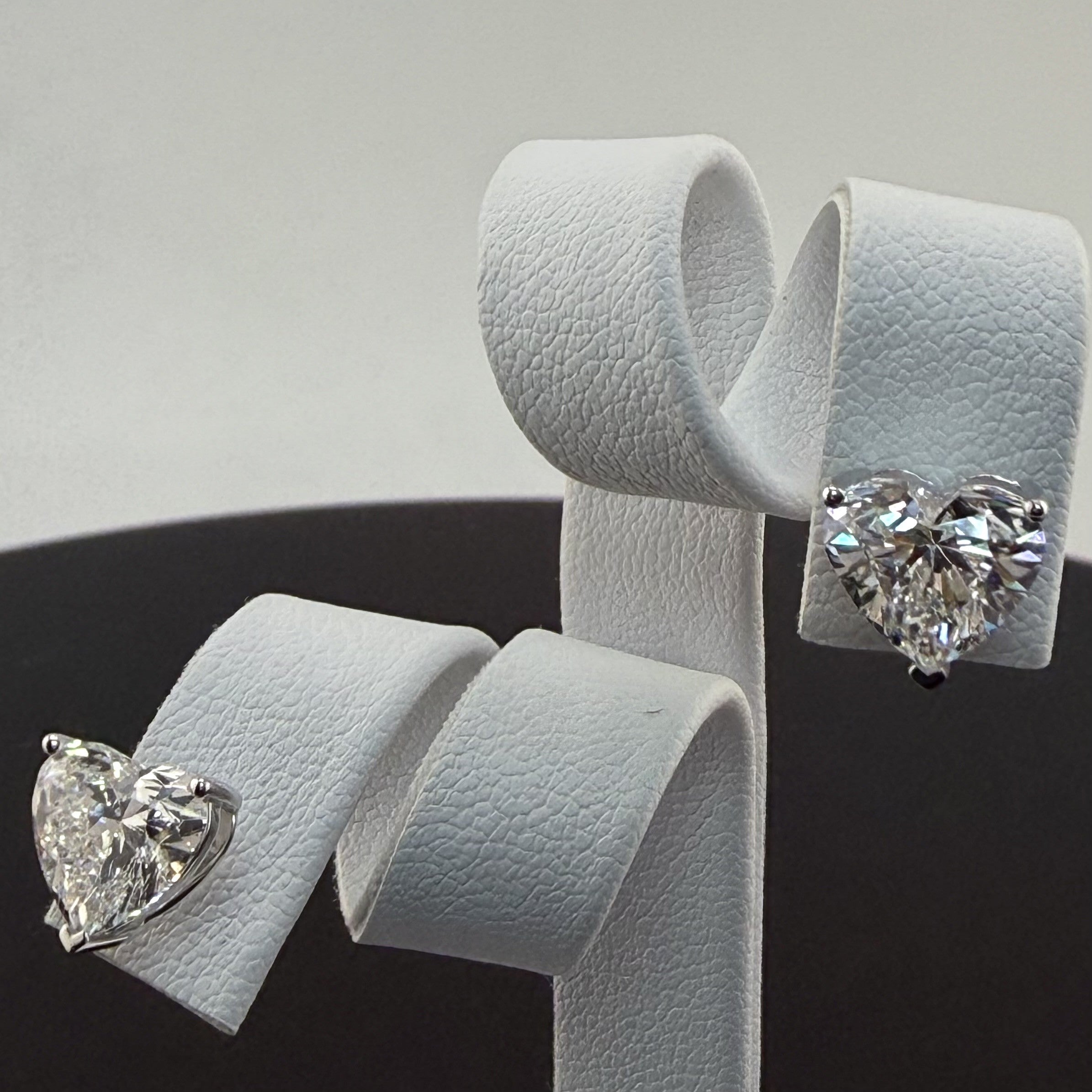 Heart Cut Lab Grown Diamond Stud Earrings | 4.04cttw IGI Certified | 14K White Gold