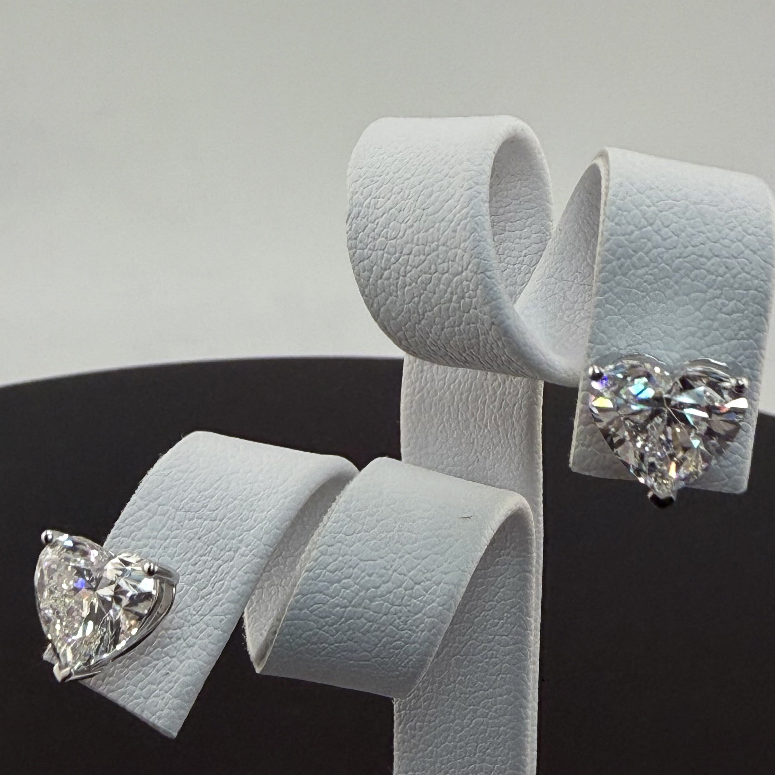 Heart Cut Lab Grown Diamond Stud Earrings | 4.04cttw IGI Certified | 14K White Gold