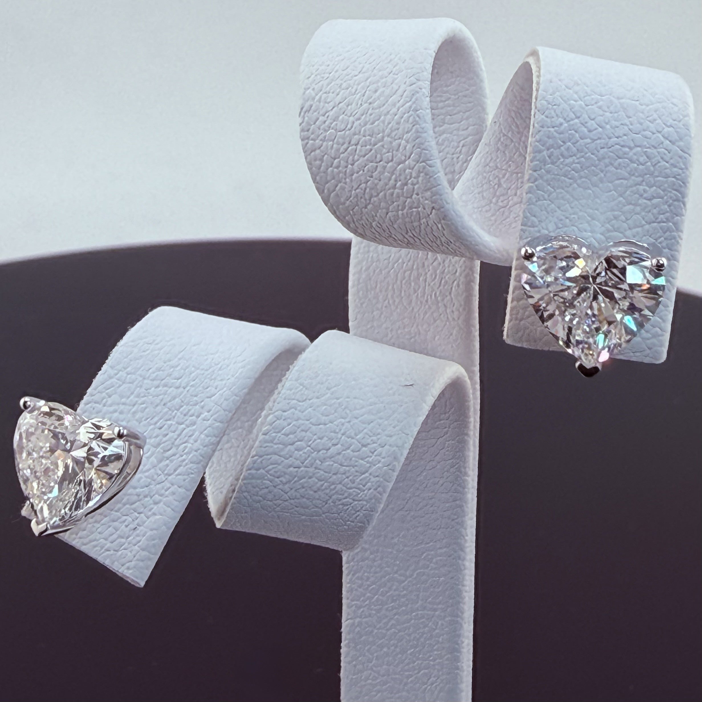 Heart Cut Lab Grown Diamond Stud Earrings | 4.04cttw IGI Certified | 14K White Gold