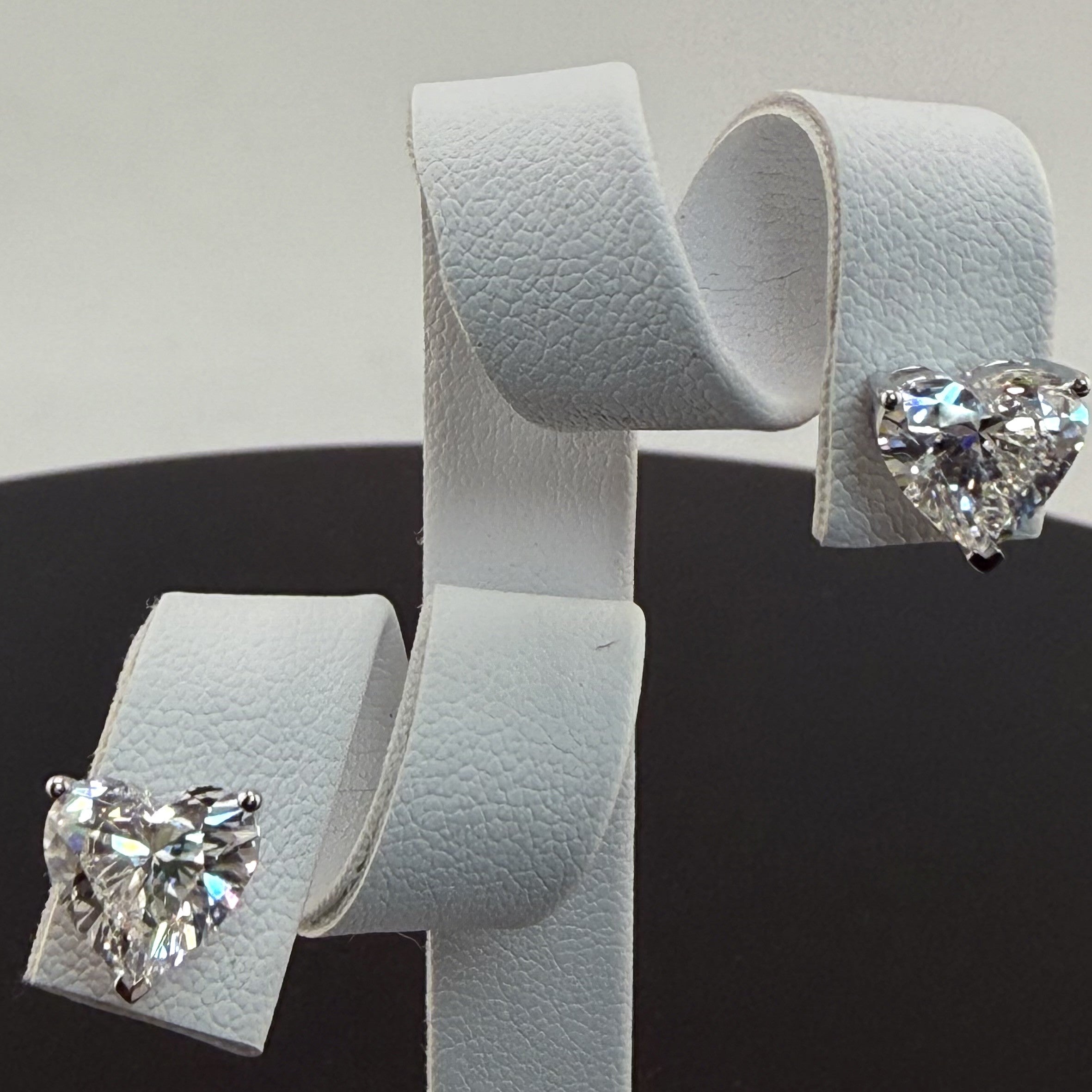 Heart Cut Lab Grown Diamond Stud Earrings | 4.04cttw IGI Certified | 14K White Gold