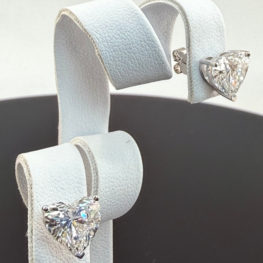 Heart Cut Lab Grown Diamond Stud Earrings | 4.04cttw IGI Certified | 14K White Gold