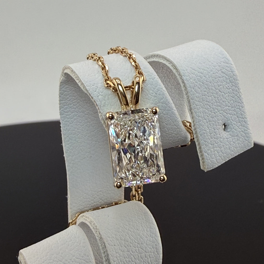 Radiant Cut Lab Grown Diamond Pendant Necklace | 3ct IGI Certified | 14K Yellow Gold 16"