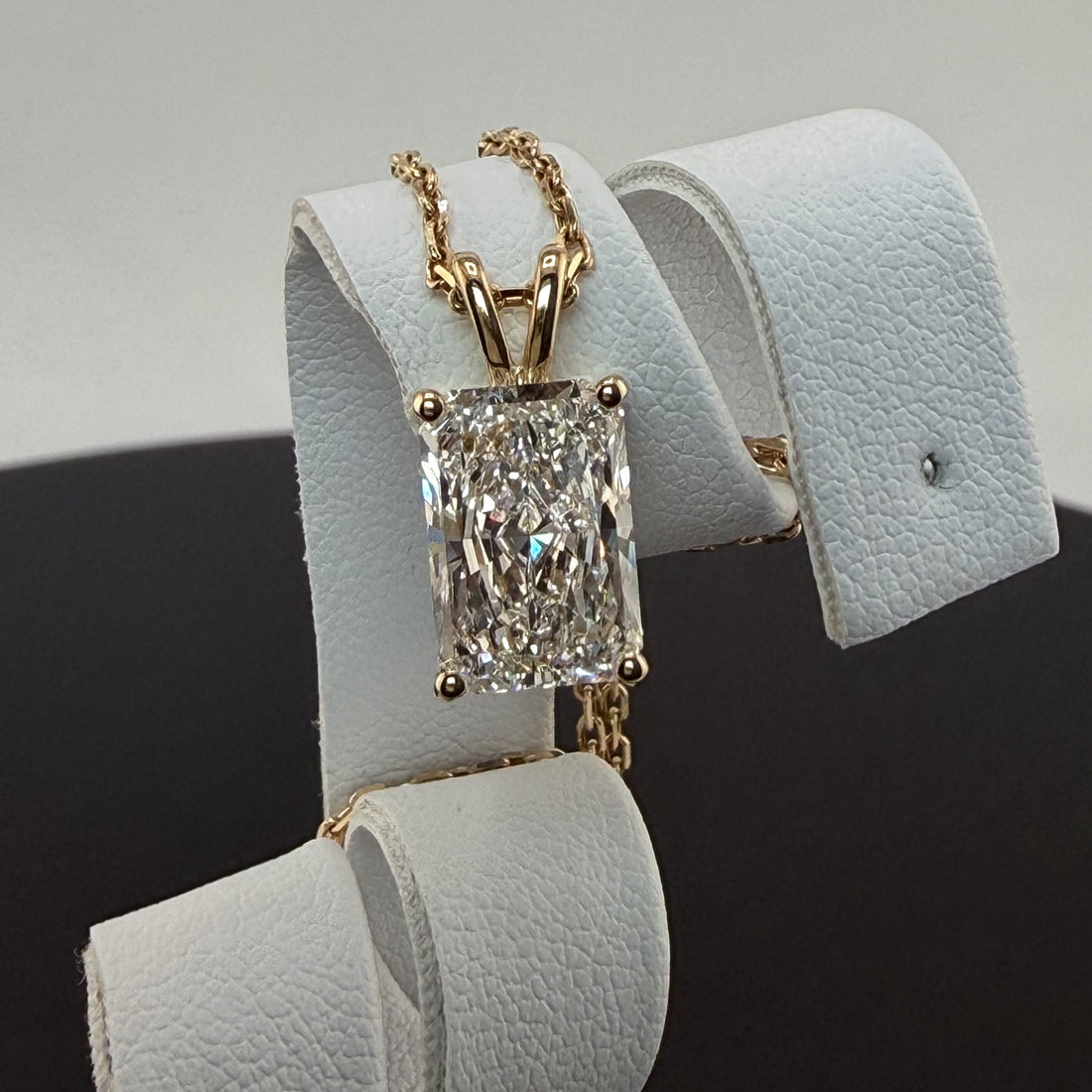Radiant Cut Lab Grown Diamond Pendant Necklace | 3ct IGI Certified | 14K Yellow Gold 16"