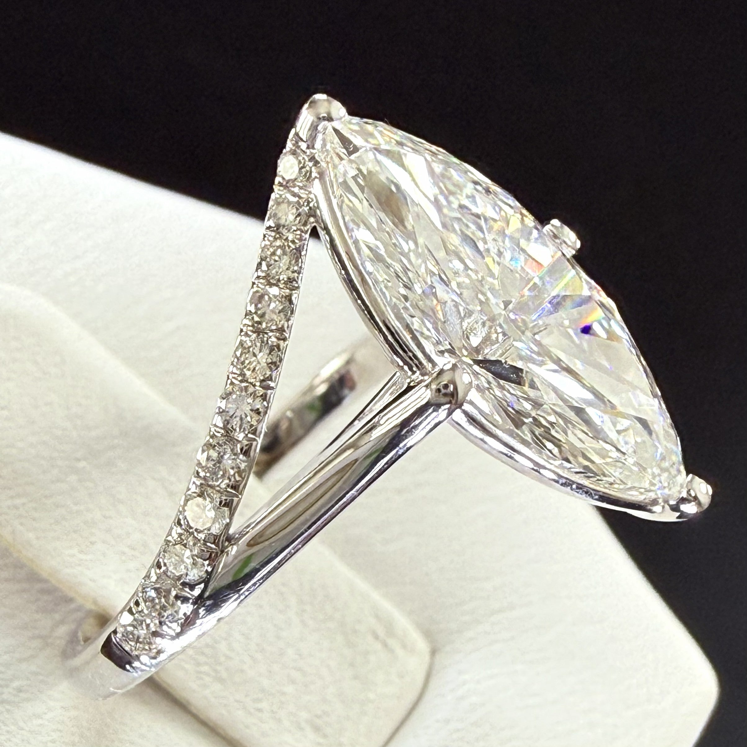 Marquise Lab Grown Diamond Engagement Ring | 3.75ct IGI Certified | 14K White Gold