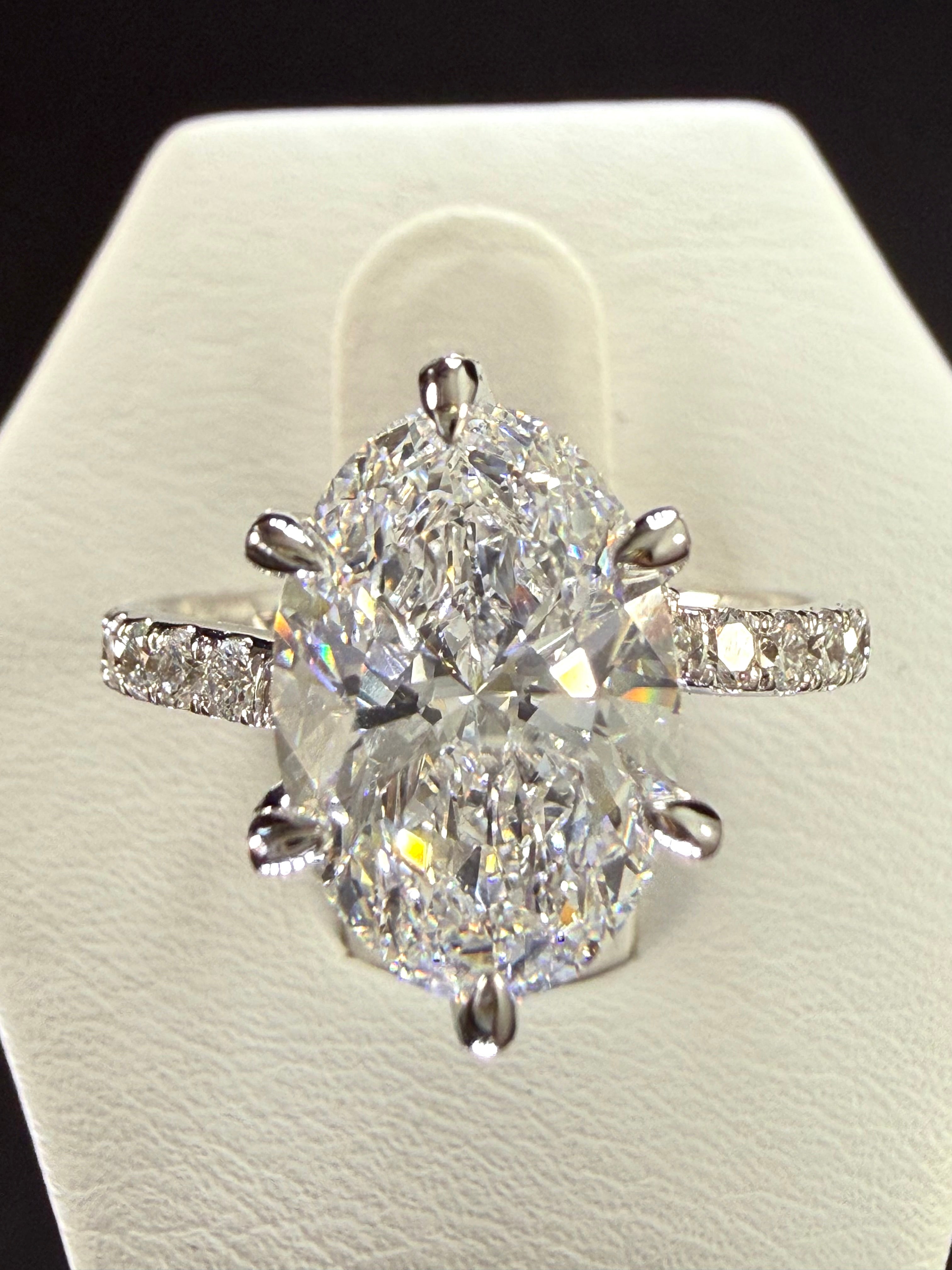 Oval Lab Grown Diamond Engagement Ring | 3.6ct IGI Certified | 14K White Gold Solitaire