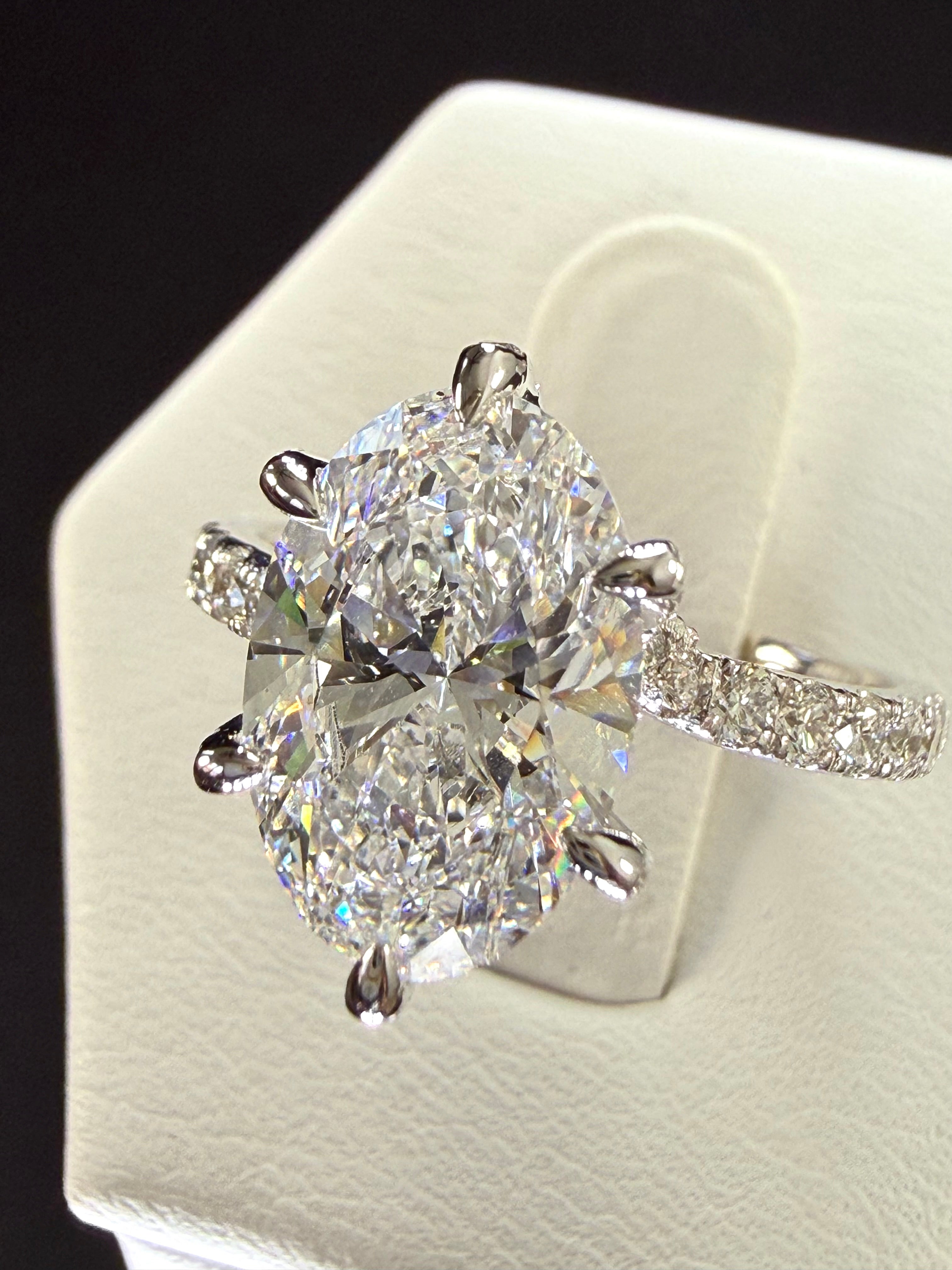Oval Lab Grown Diamond Engagement Ring | 3.6ct IGI Certified | 14K White Gold Solitaire