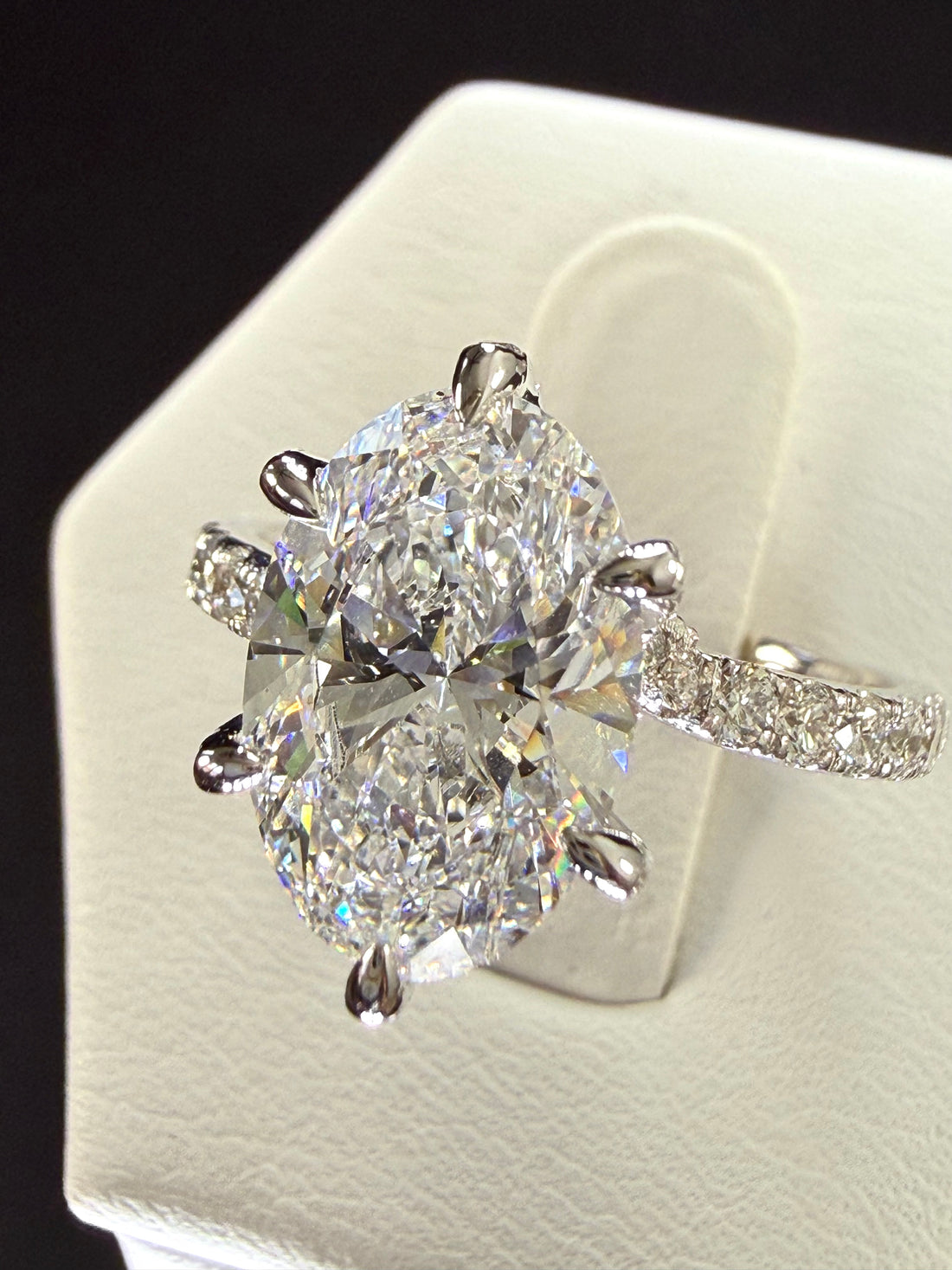 Oval Lab Grown Diamond Engagement Ring | 3.6ct IGI Certified | 14K White Gold Solitaire
