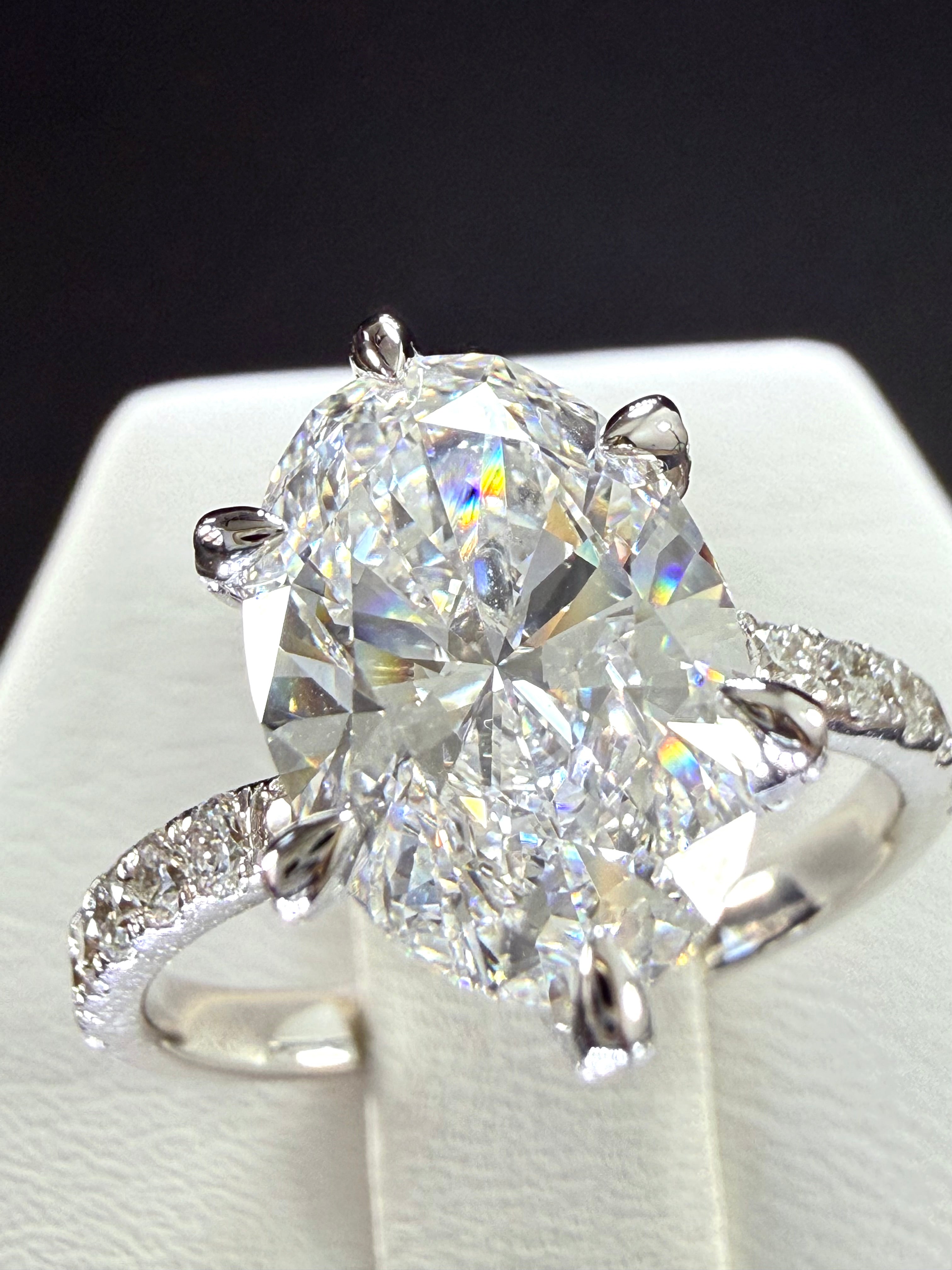 Oval Lab Grown Diamond Engagement Ring | 3.6ct IGI Certified | 14K White Gold Solitaire