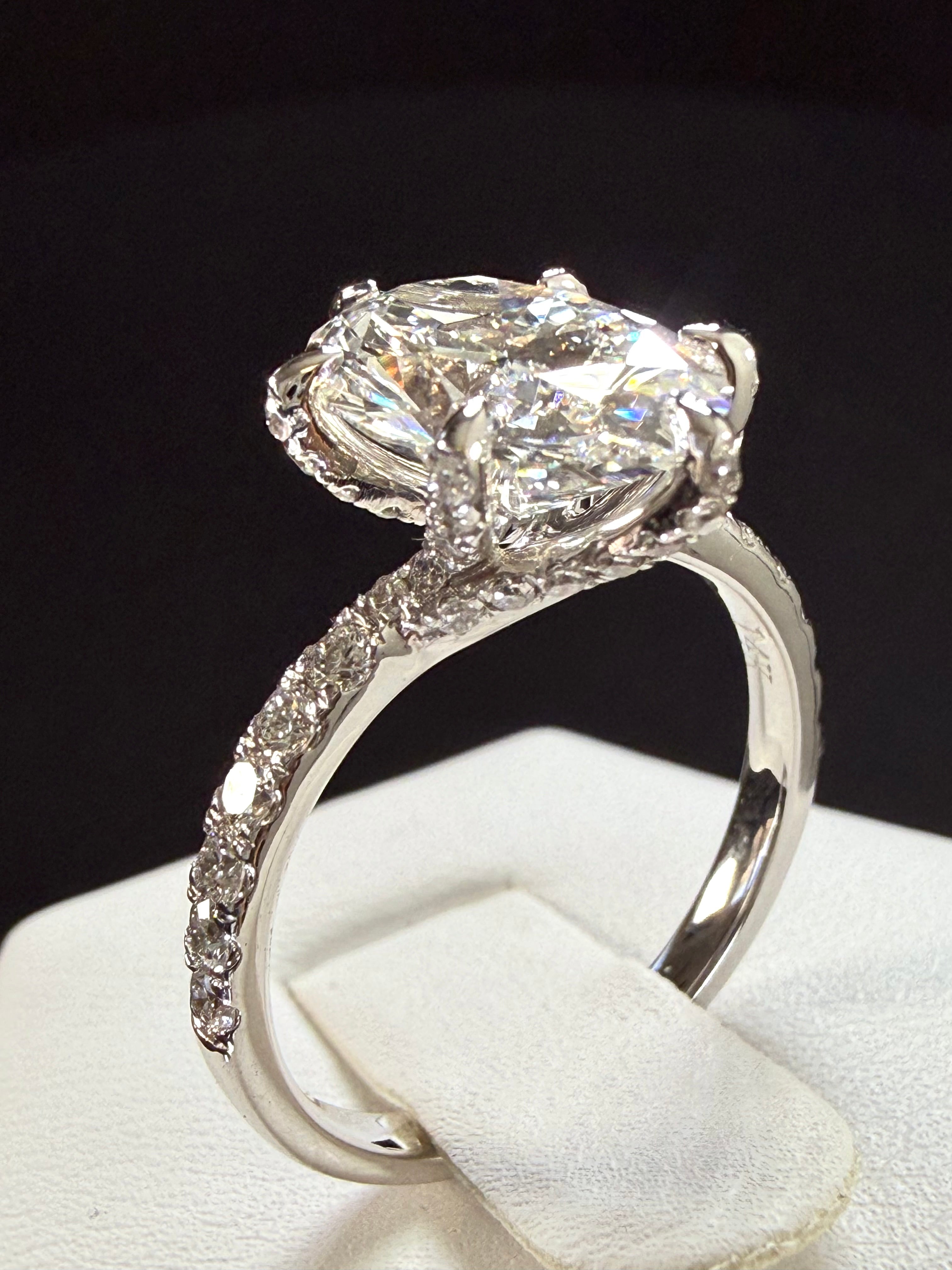 Oval Lab Grown Diamond Engagement Ring | 3.6ct IGI Certified | 14K White Gold Solitaire