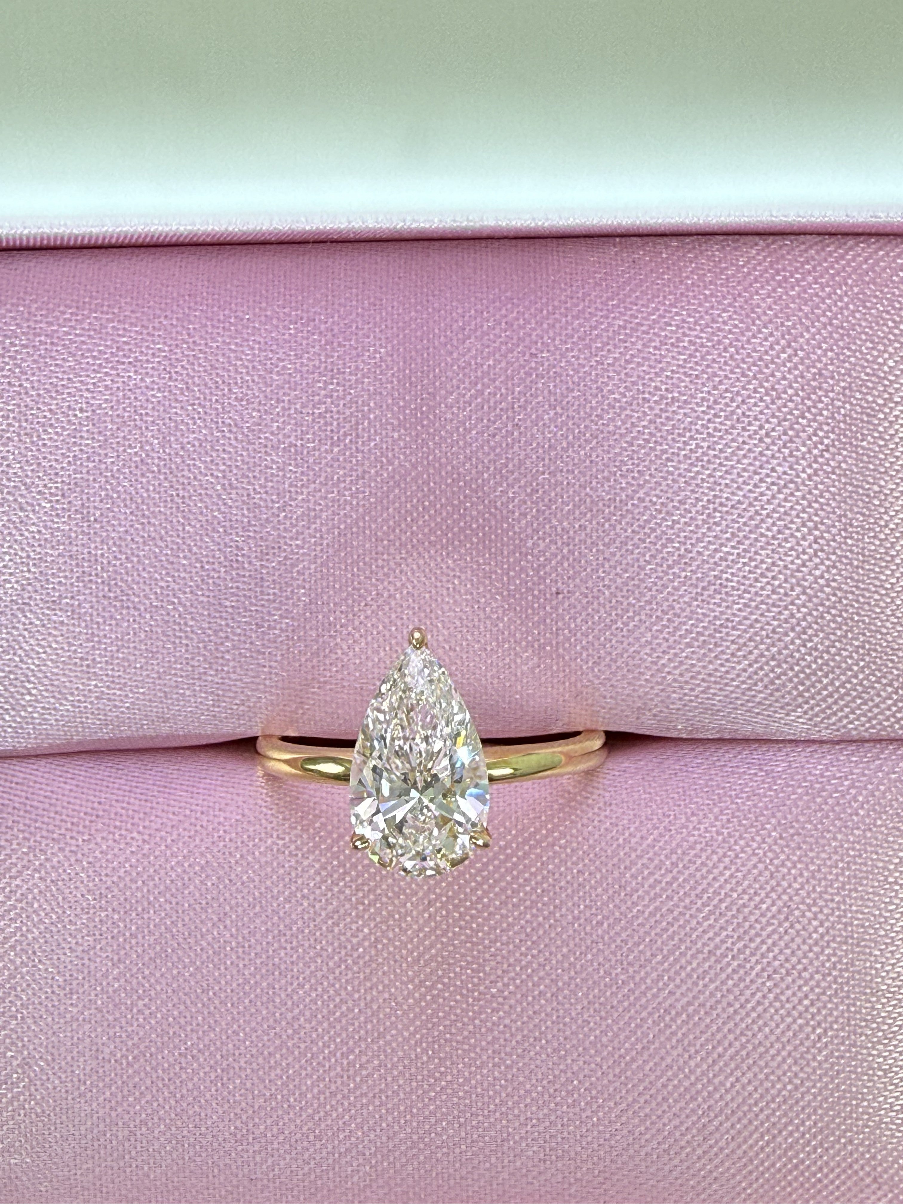 Pear Lab Grown Diamond Engagement Ring | 2ct IGI Certified | 14K Yellow Gold Solitaire