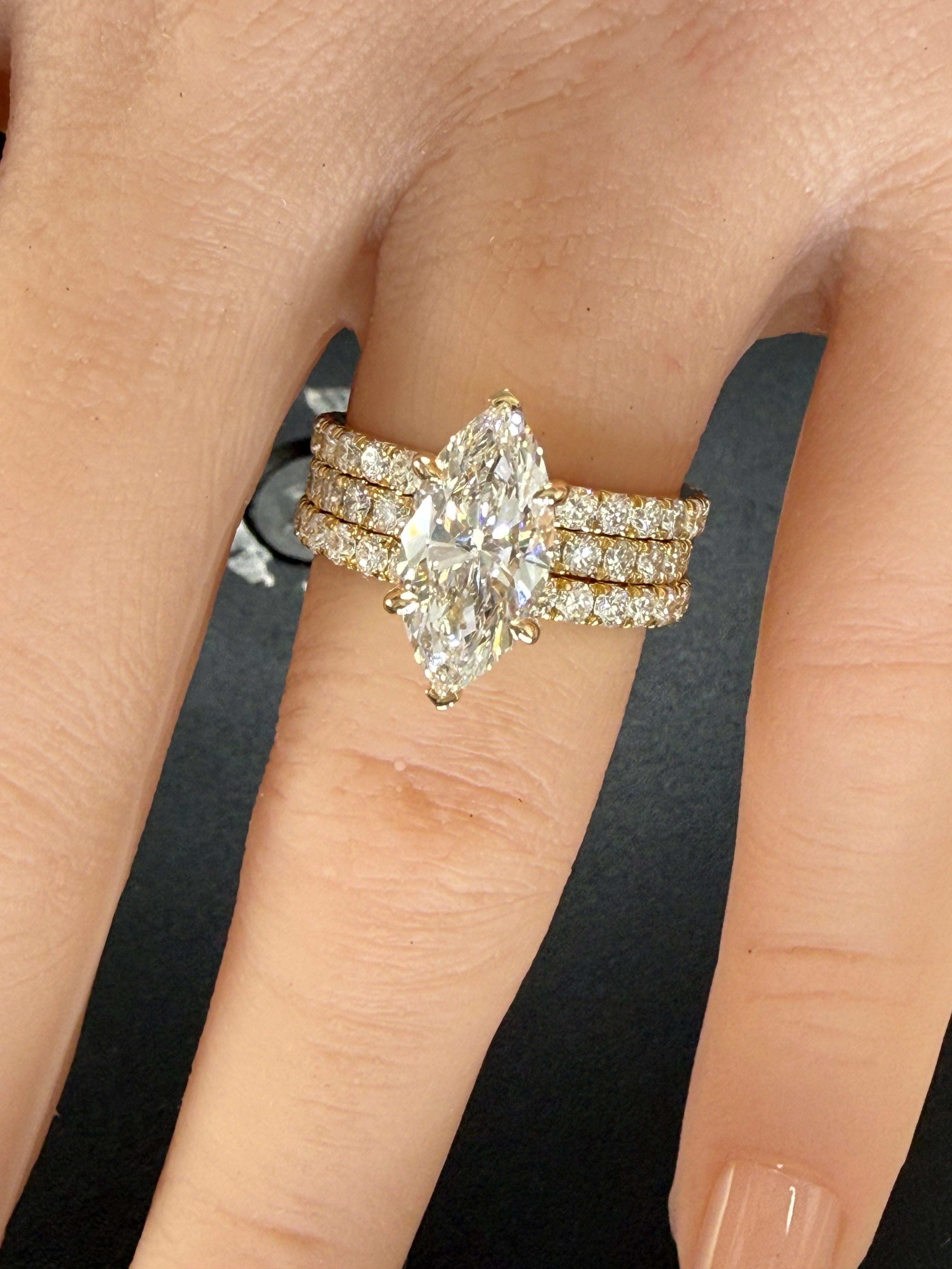 Marquise Lab Grown Diamond Engagement Ring | 2.75ct IGI Certified | 14K Yellow Gold
