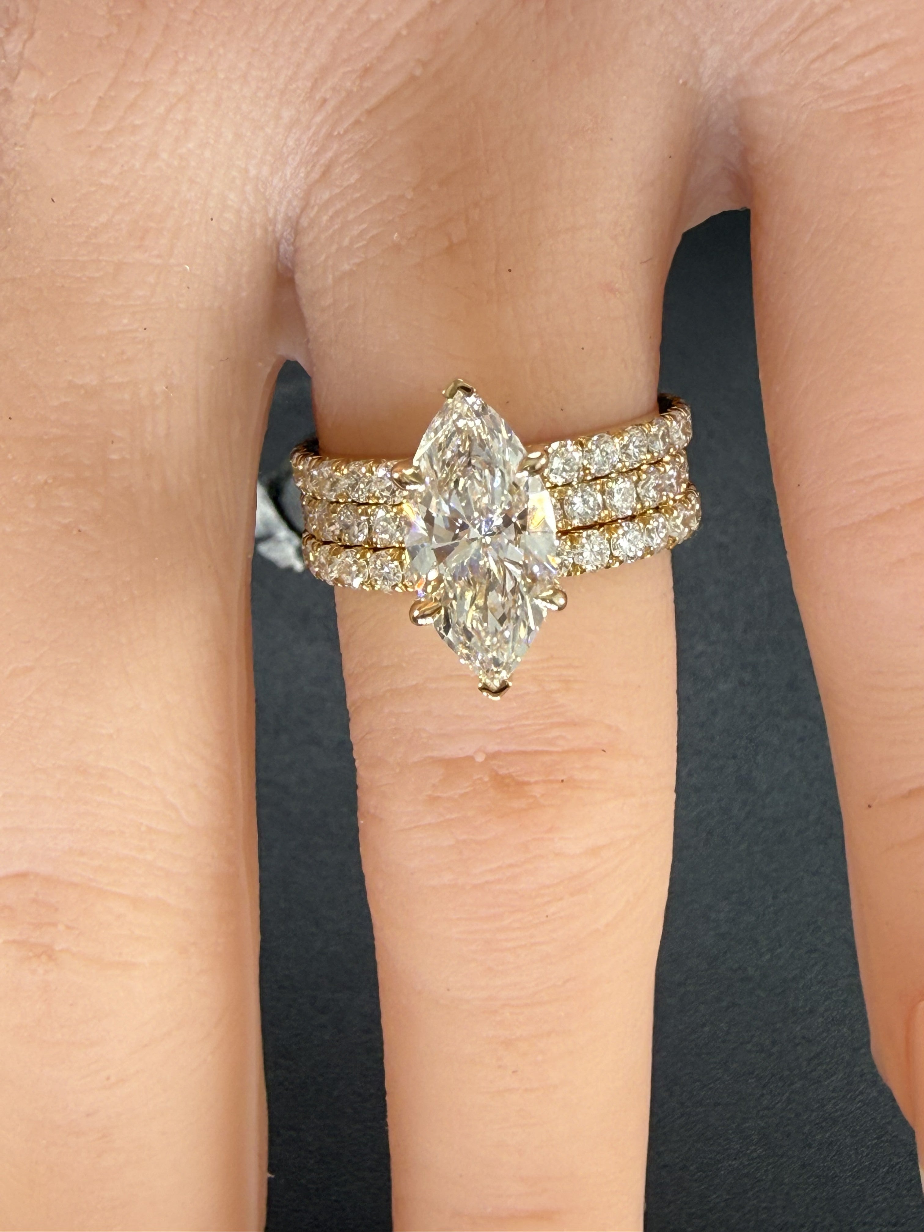 Marquise Lab Grown Diamond Engagement Ring | 2.75ct IGI Certified | 14K Yellow Gold