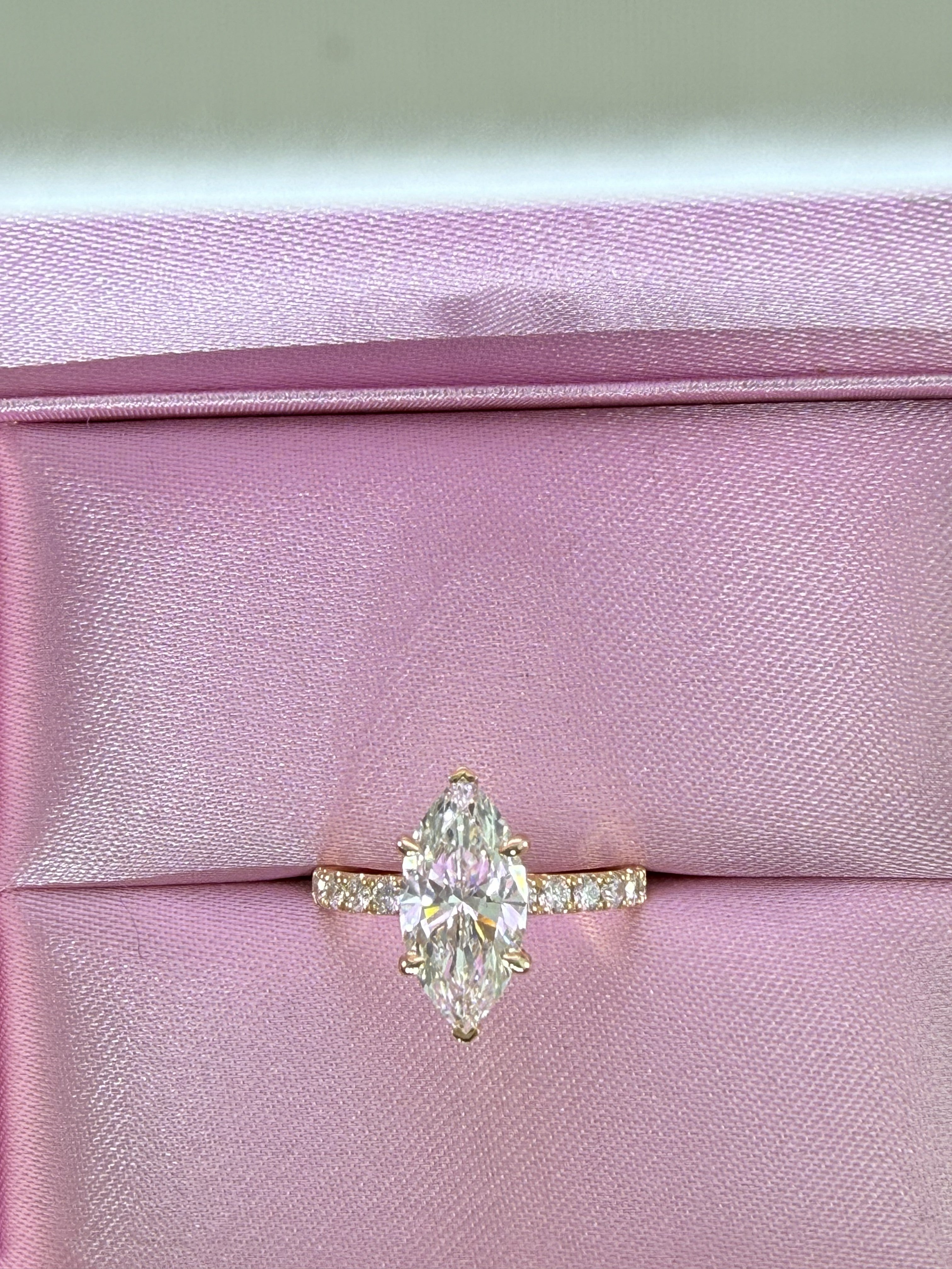 Marquise Lab Grown Diamond Engagement Ring | 2.75ct IGI Certified | 14K Yellow Gold
