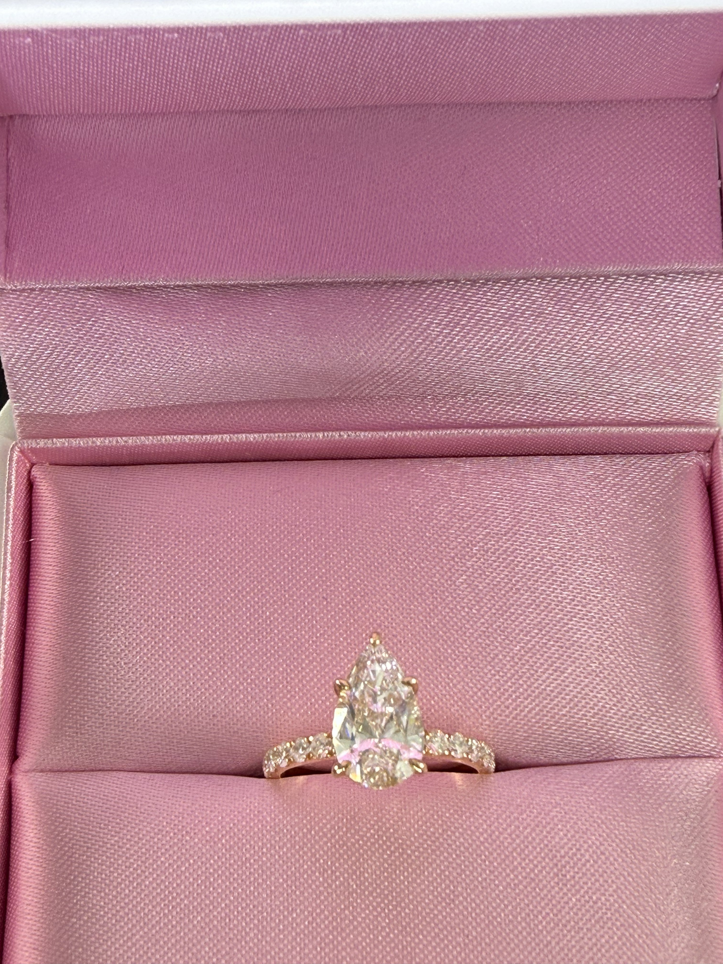 Pear Lab Grown Diamond Engagement Ring | 2ct IGI Certified | 14K Yellow Gold