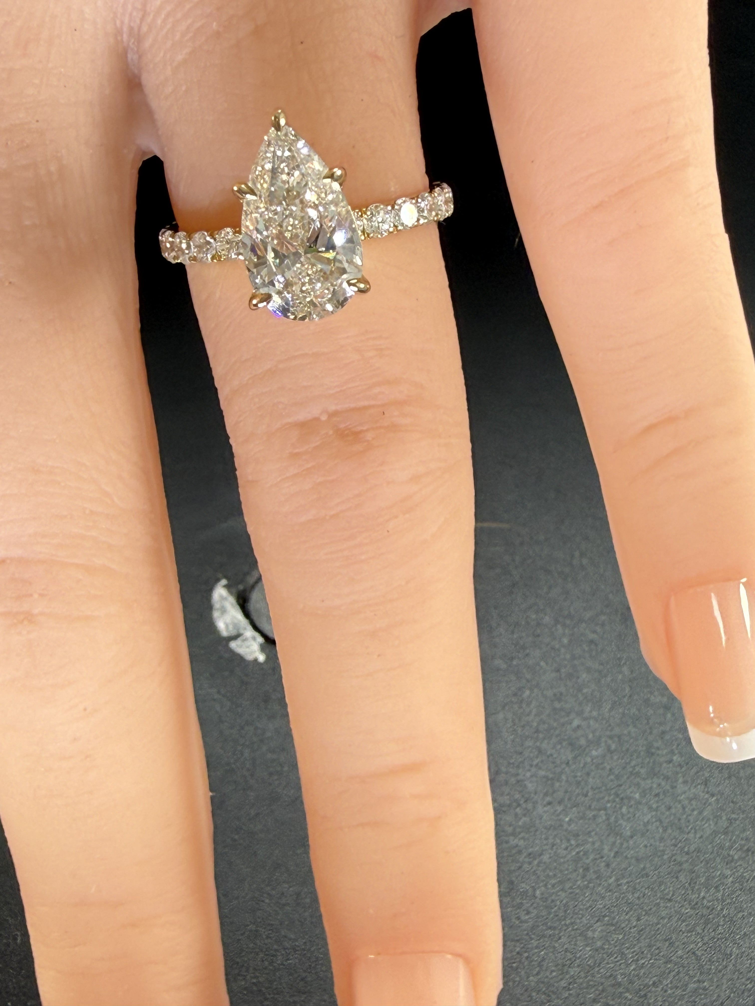 Pear Lab Grown Diamond Engagement Ring | 2ct IGI Certified | 14K Yellow Gold