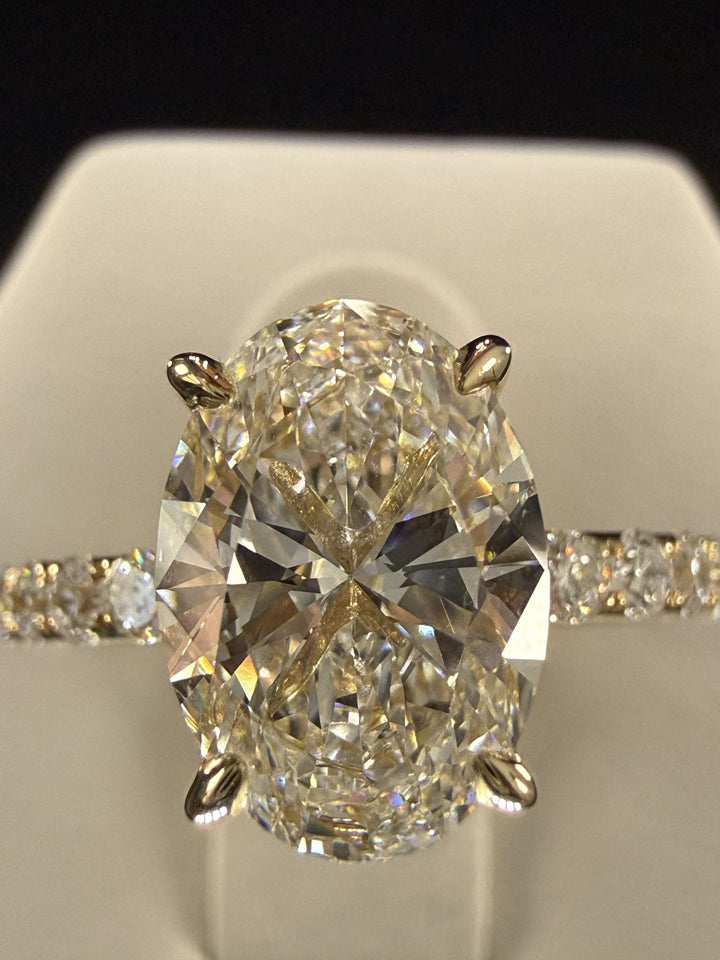 3.77 ct Oval Cut Lab Grown Diamond Engagement Ring