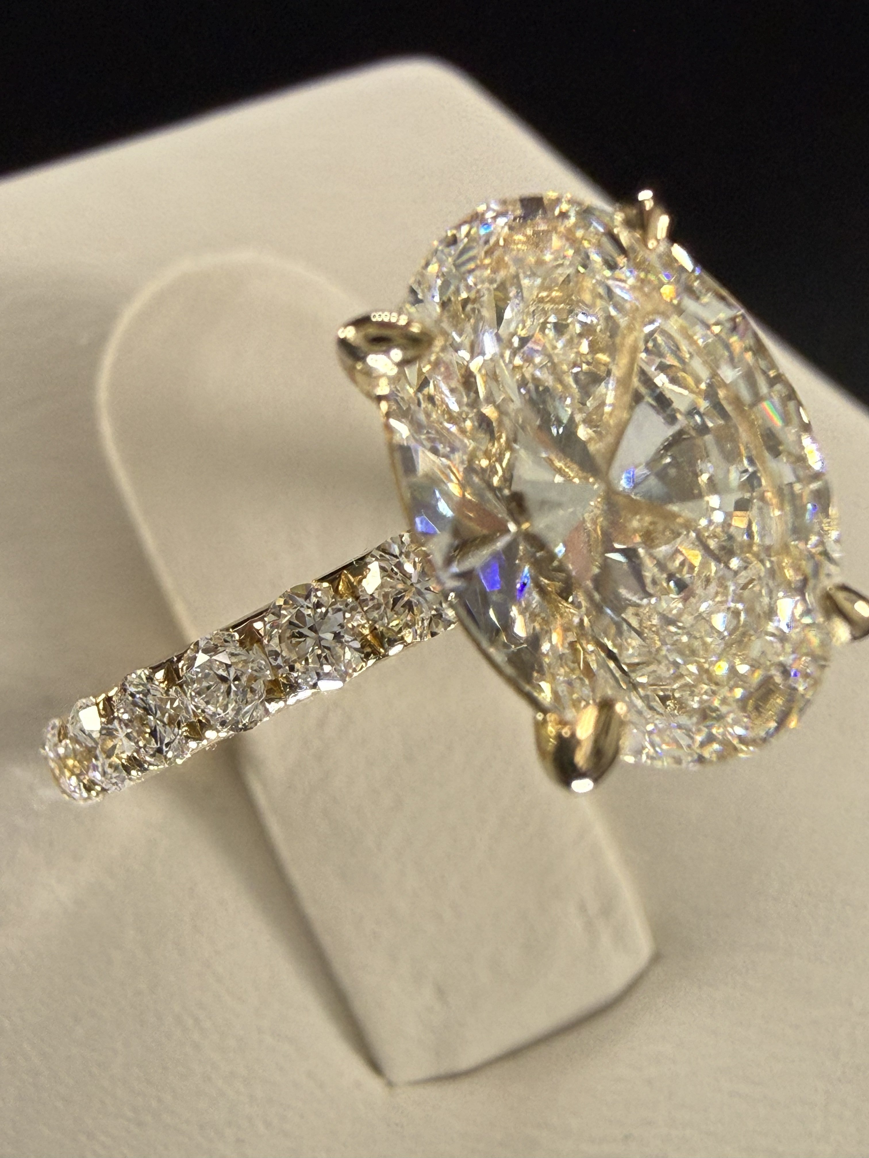 Oval Lab Grown Diamond Engagement Ring | 3.77ct IGI Certified | 14K Yellow Gold