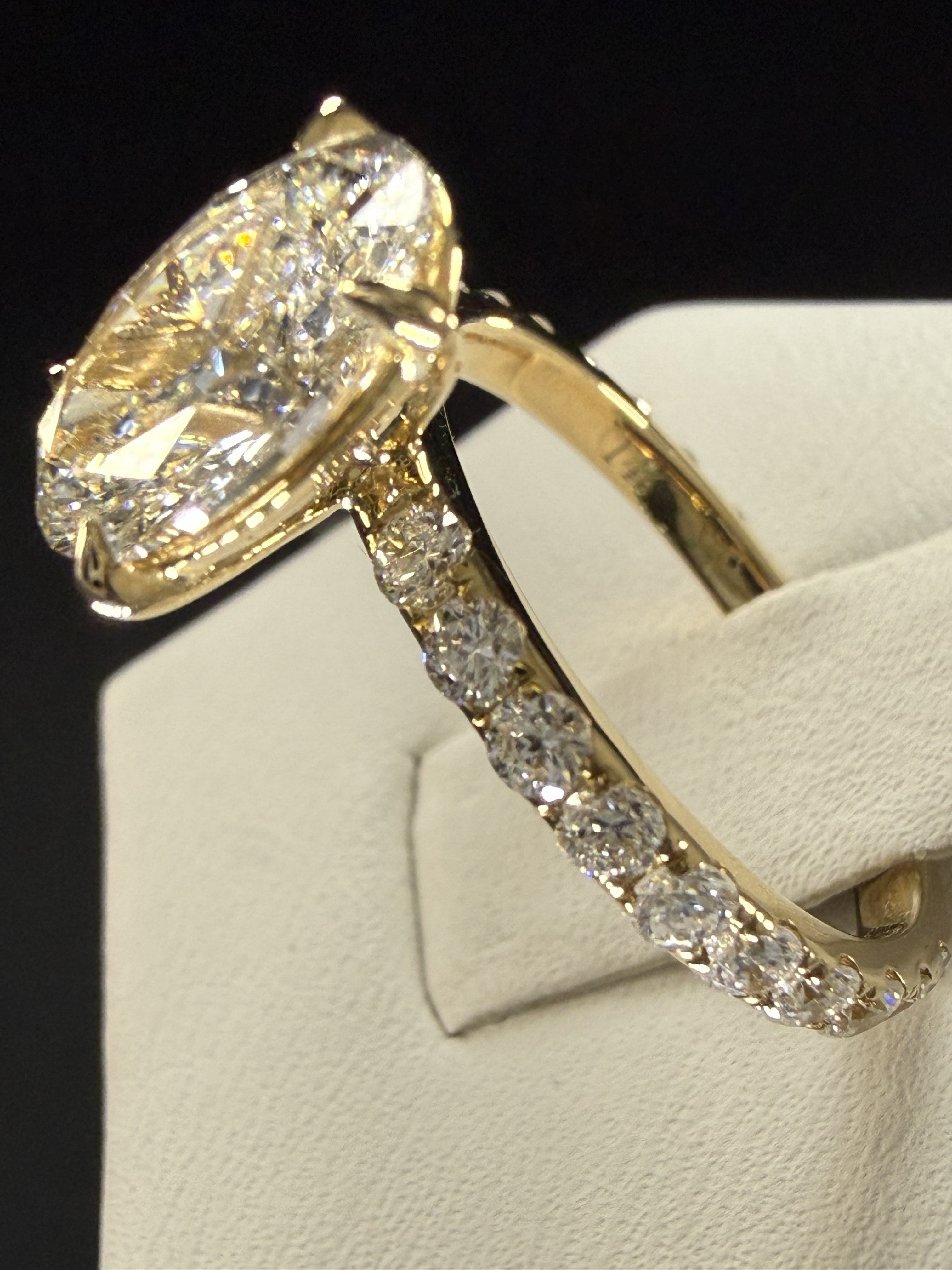 Oval Lab Grown Diamond Engagement Ring | 3.77ct IGI Certified | 14K Yellow Gold