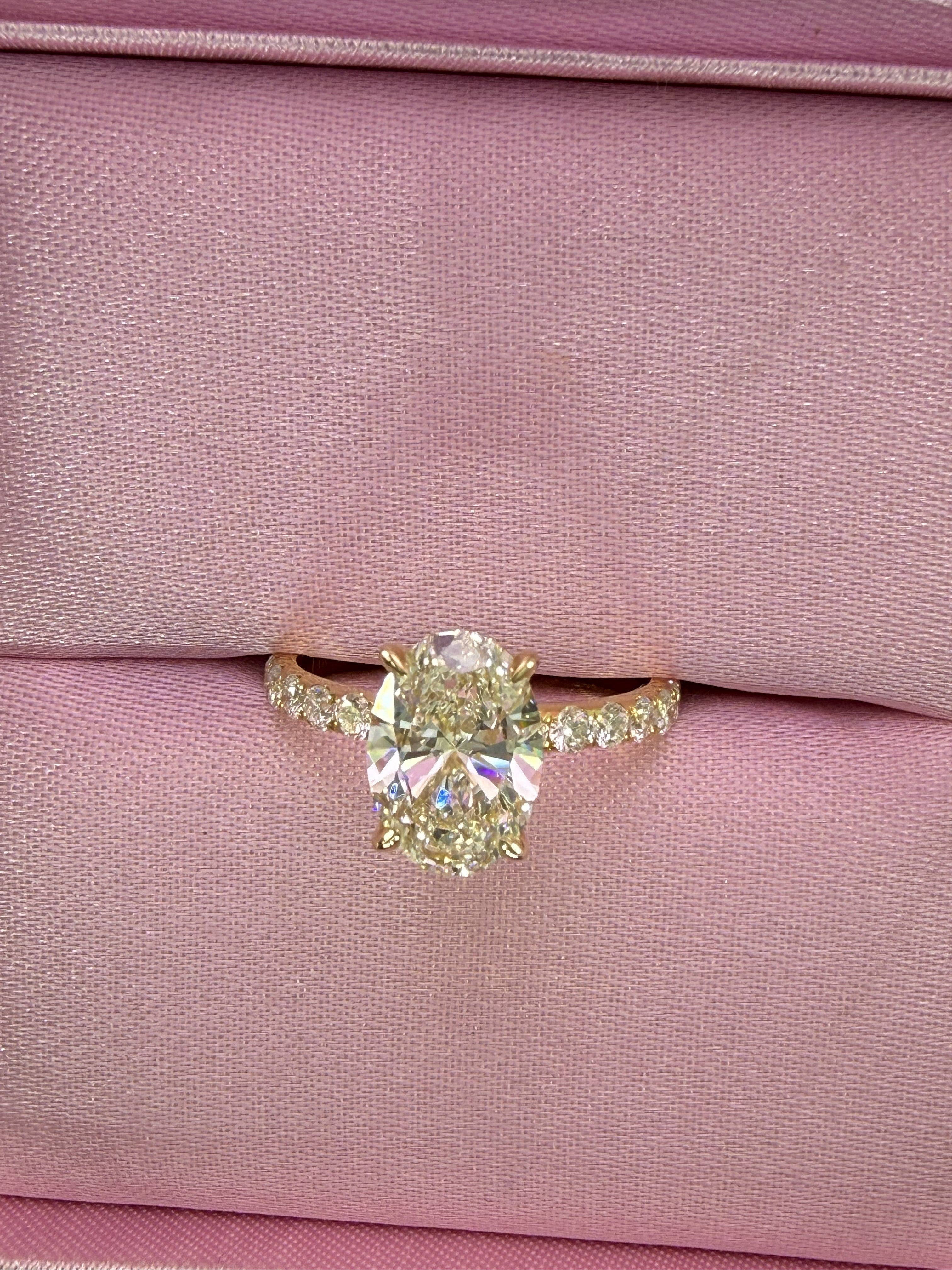 Oval Lab Grown Diamond Engagement Ring | 3.77ct IGI Certified | 14K Yellow Gold