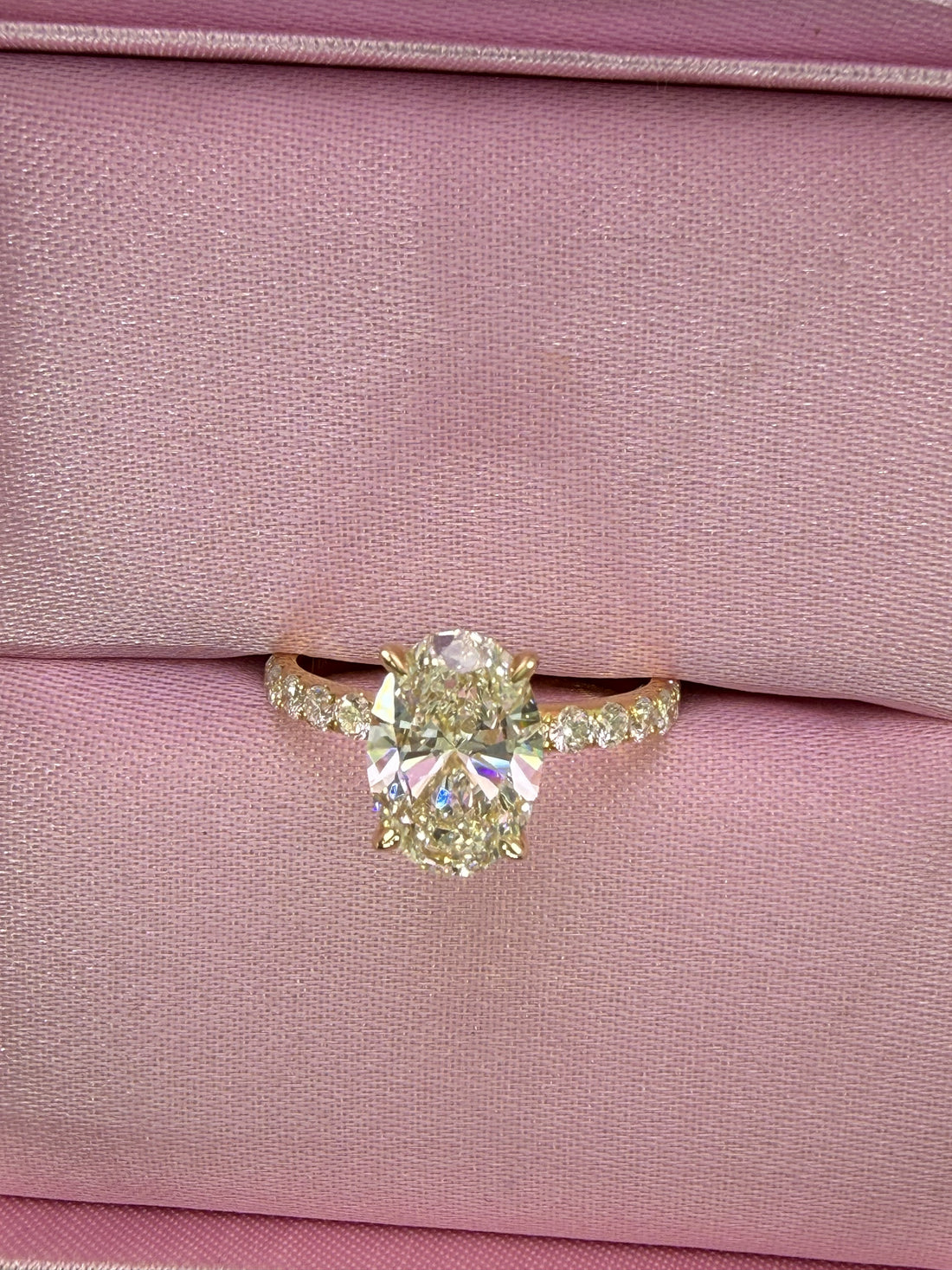 Oval Lab Grown Diamond Engagement Ring | 3.77ct IGI Certified | 14K Yellow Gold