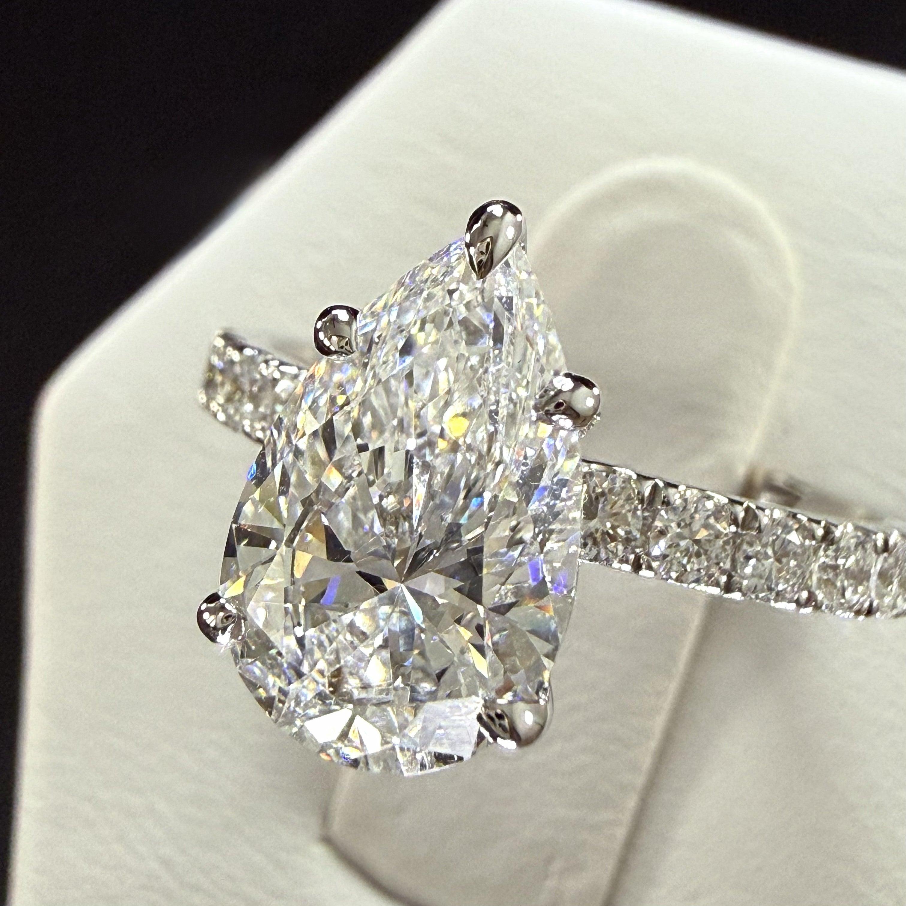 Pear Lab Grown Diamond Engagement Ring | 2.75ct IGI Certified | 14K White Gold