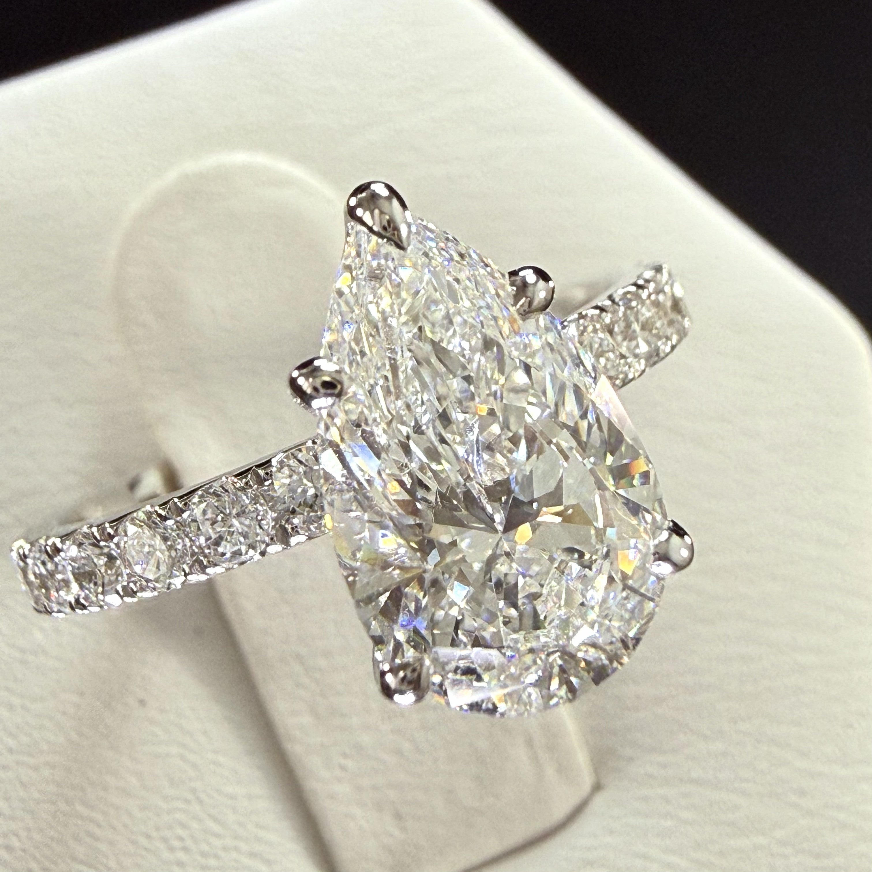 Pear Lab Grown Diamond Engagement Ring | 2.75ct IGI Certified | 14K White Gold