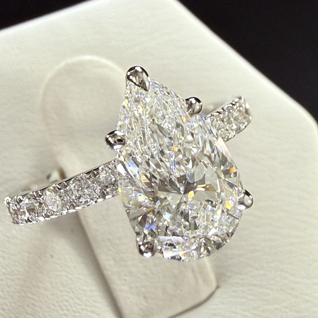Pear Lab Grown Diamond Engagement Ring | 2.75ct IGI Certified | 14K White Gold
