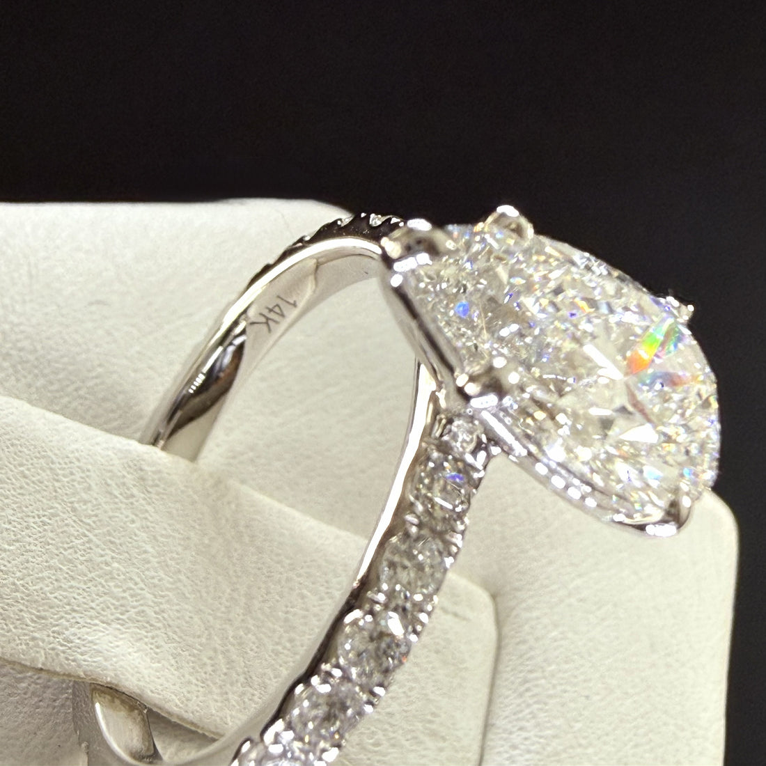 Pear Lab Grown Diamond Engagement Ring | 2.75ct IGI Certified | 14K White Gold