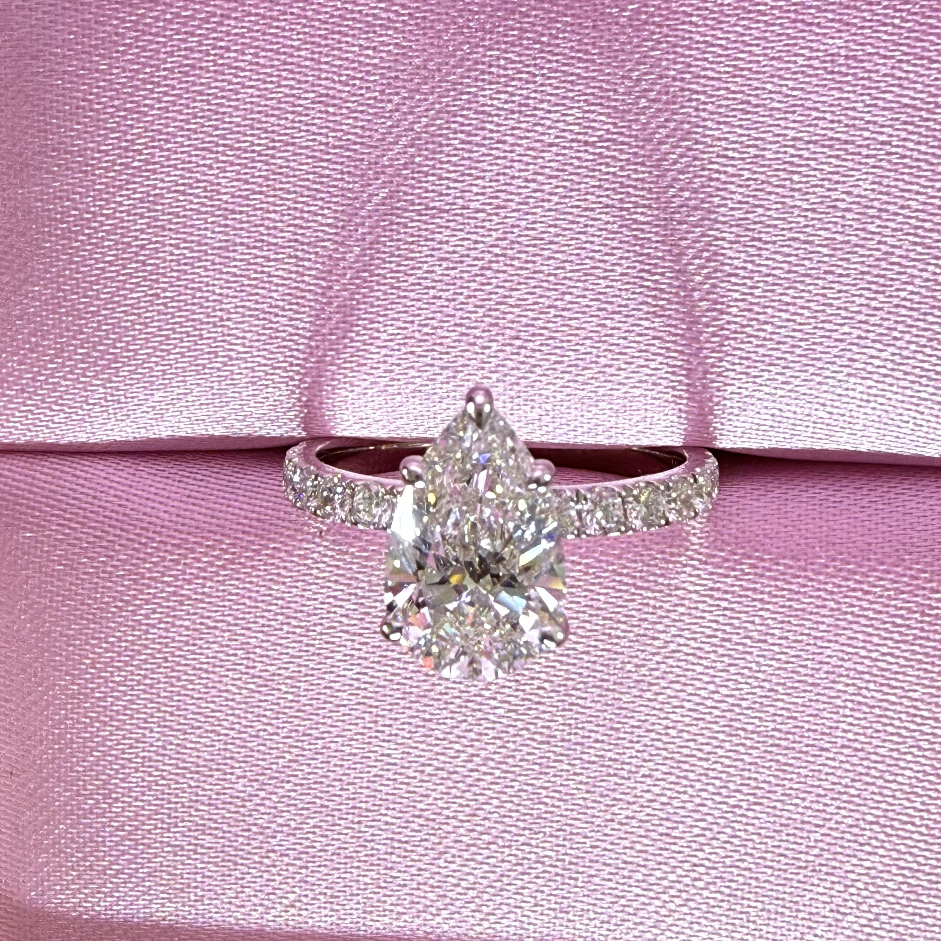 Pear Lab Grown Diamond Engagement Ring | 2.75ct IGI Certified | 14K White Gold