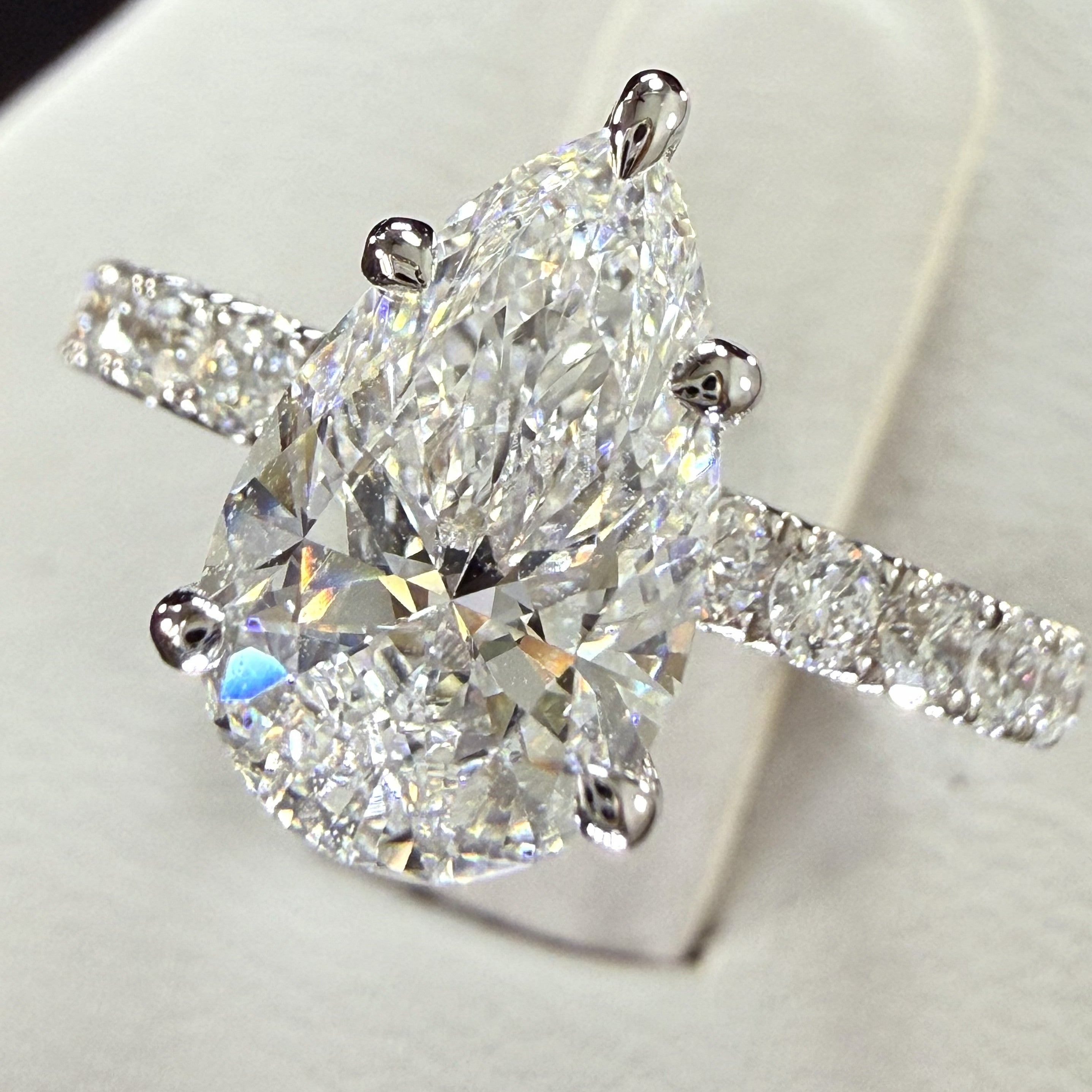 Pear Lab Grown Diamond Engagement Ring | 3.55ct IGI Certified | 14K Yellow Gold