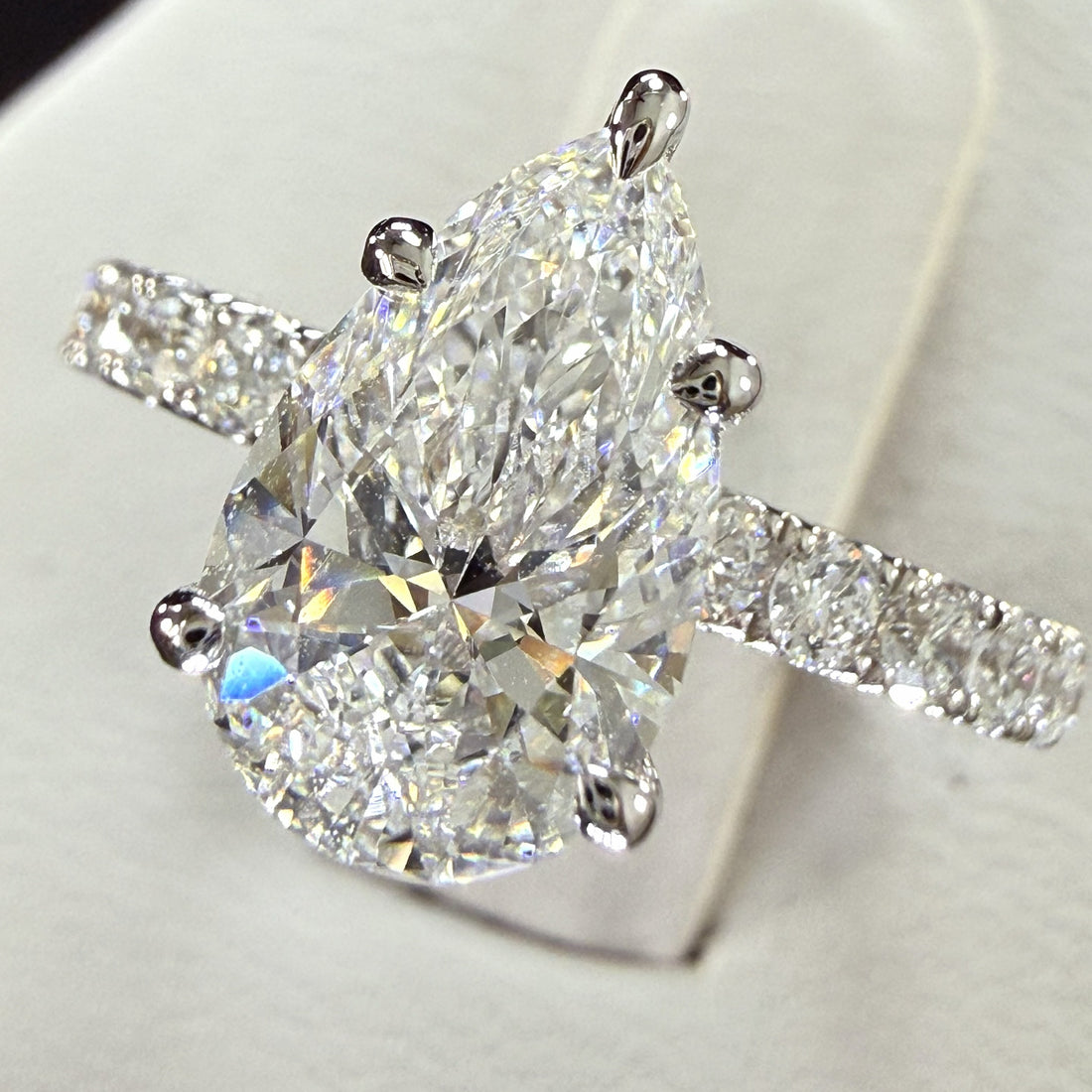 Pear Lab Grown Diamond Engagement Ring | 3.55ct IGI Certified | 14K Yellow Gold