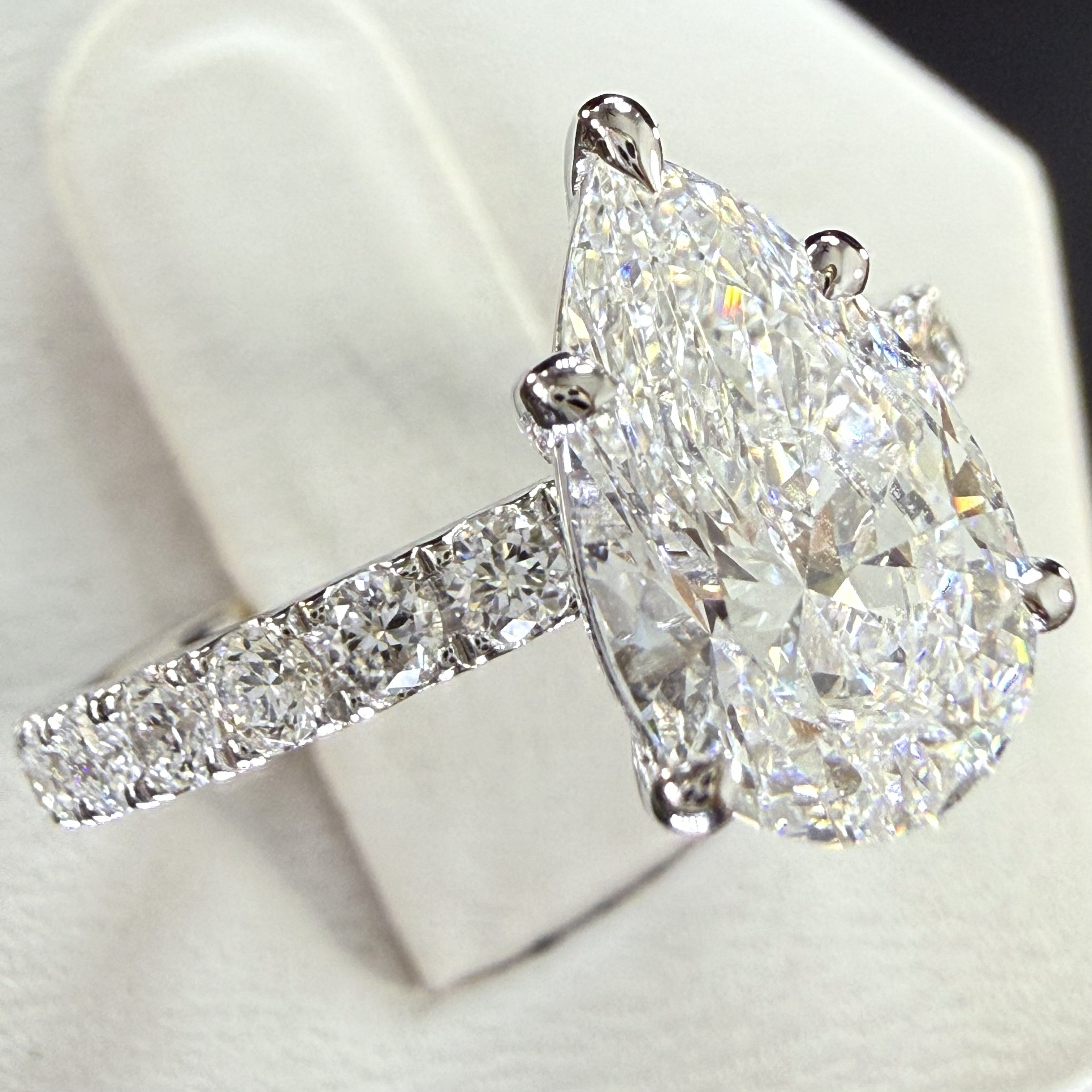 Pear Lab Grown Diamond Engagement Ring | 3.55ct IGI Certified | 14K Yellow Gold