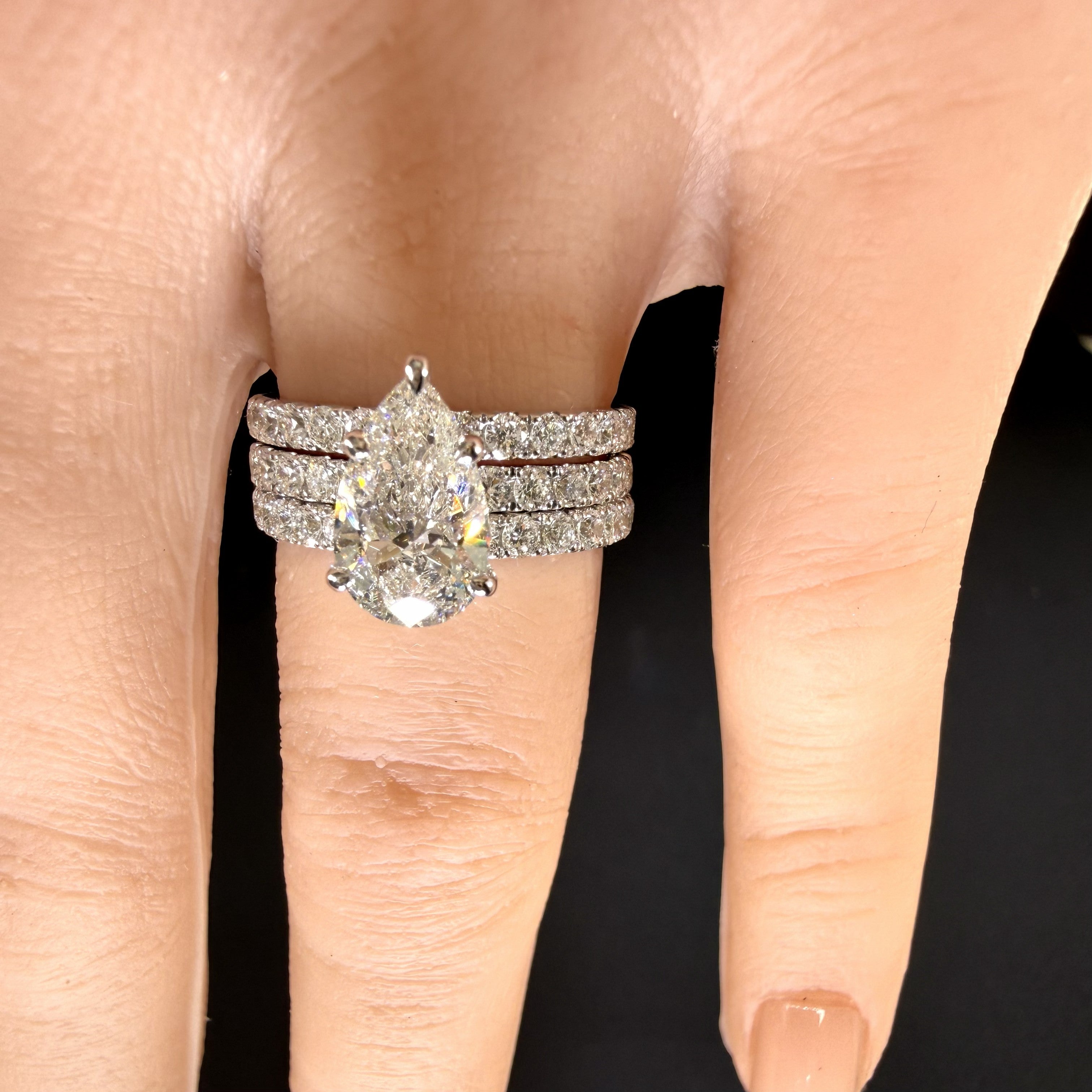 Pear Lab Grown Diamond Engagement Ring | 3.55ct IGI Certified | 14K Yellow Gold