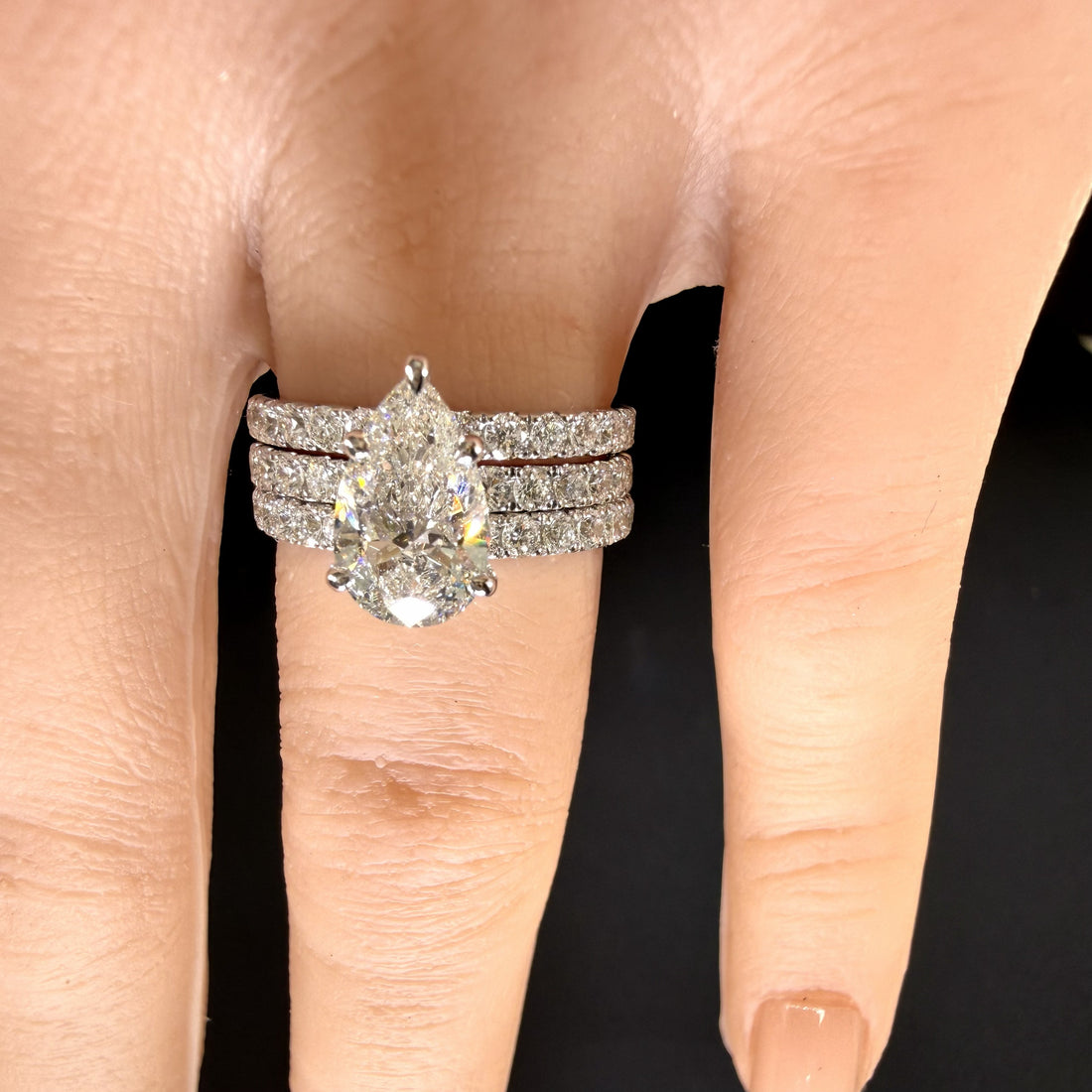 Pear Lab Grown Diamond Engagement Ring | 3.55ct IGI Certified | 14K Yellow Gold