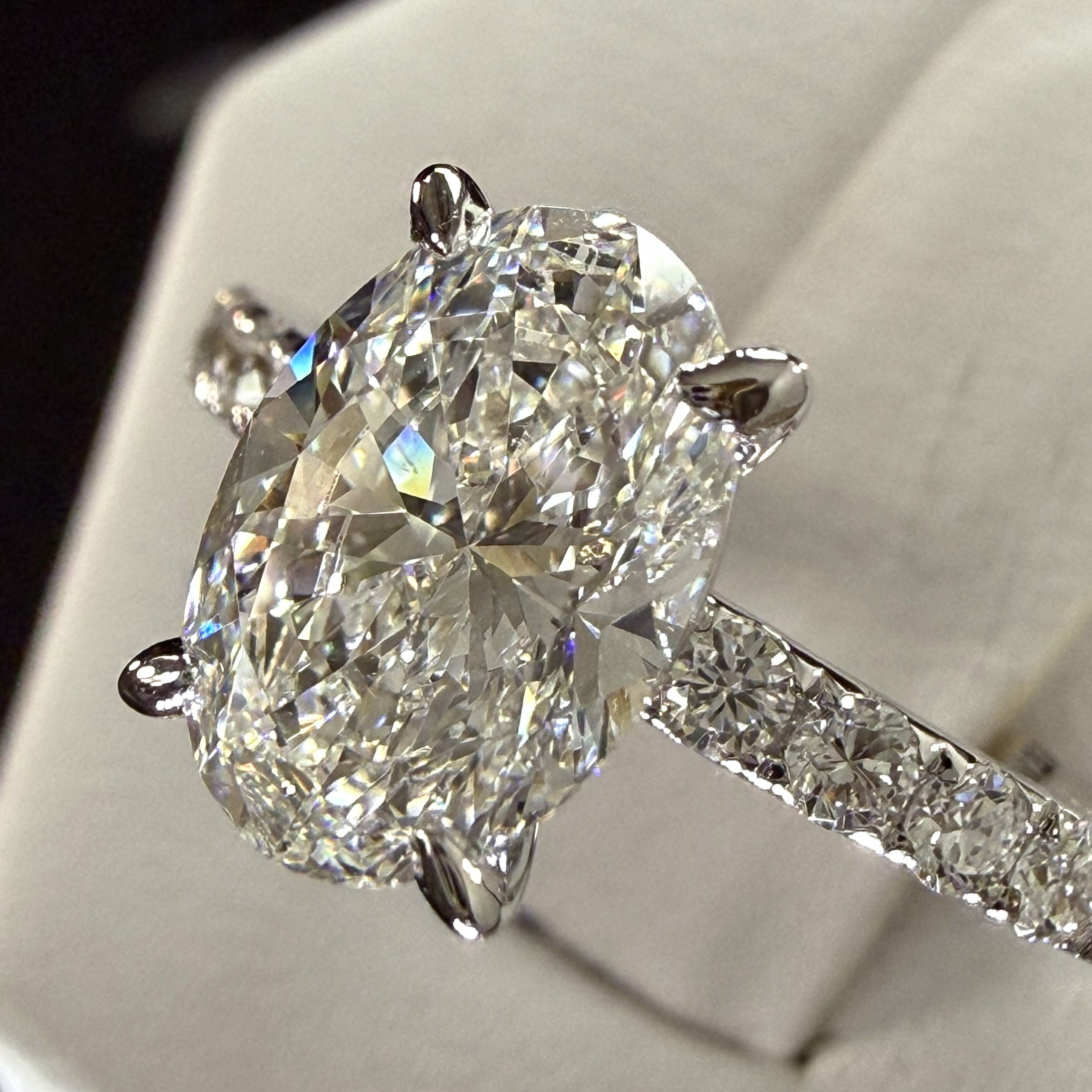 Oval Lab Grown Diamond Engagement Ring | 2.25ct IGI Certified | 14K White Gold