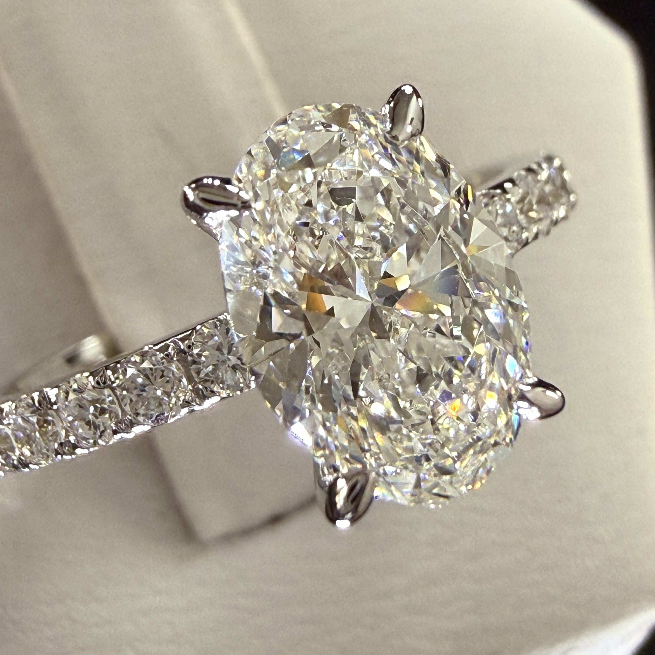 Oval Lab Grown Diamond Engagement Ring | 2.25ct IGI Certified | 14K White Gold